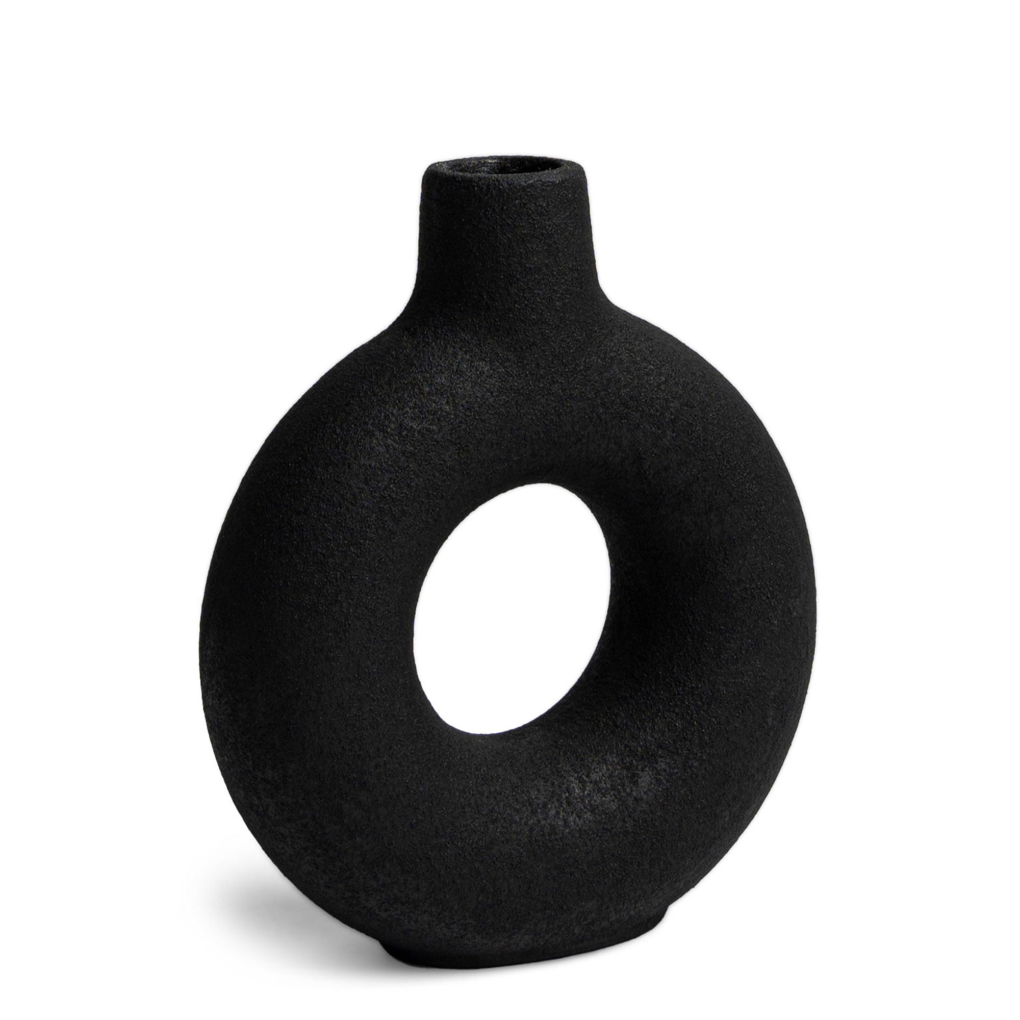Oona Decorative Modern Medium Ring Vase in Black in Decorative by Maven Lane
