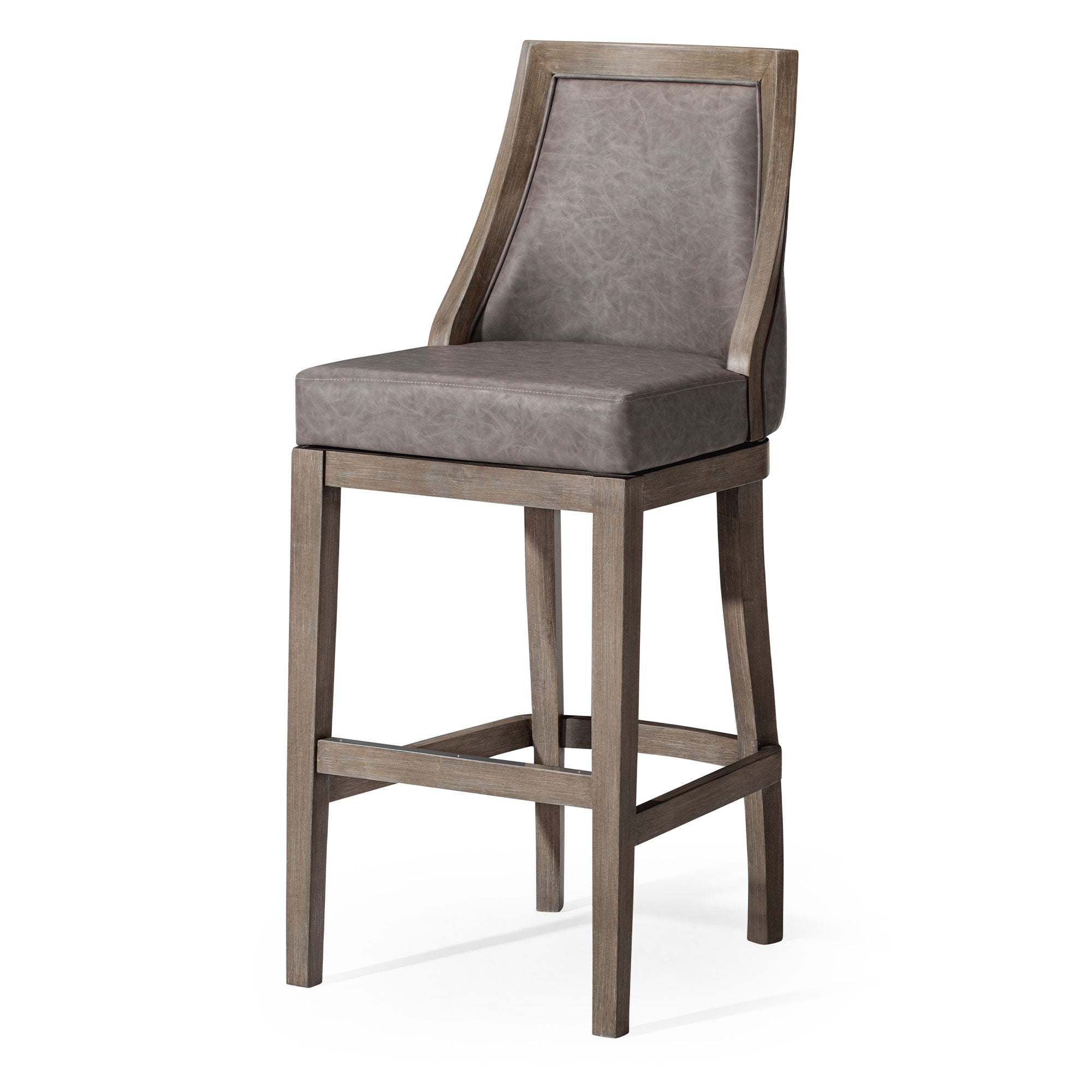 Vienna Bar Stool in Reclaimed Oak Finish with Ronan Stone Vegan Leather in Stools by Maven Lane