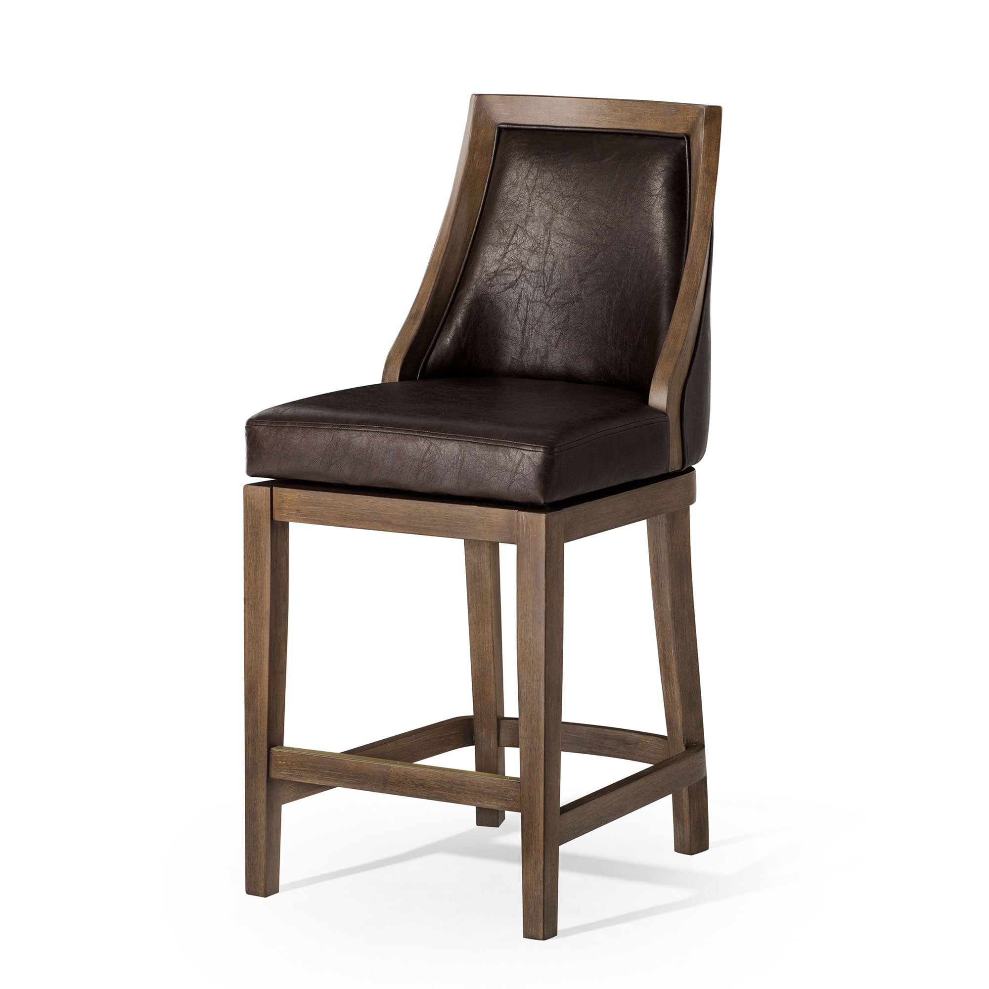 Vienna Counter Stool in Walnut Finish with Marksman Saddle Vegan Leath