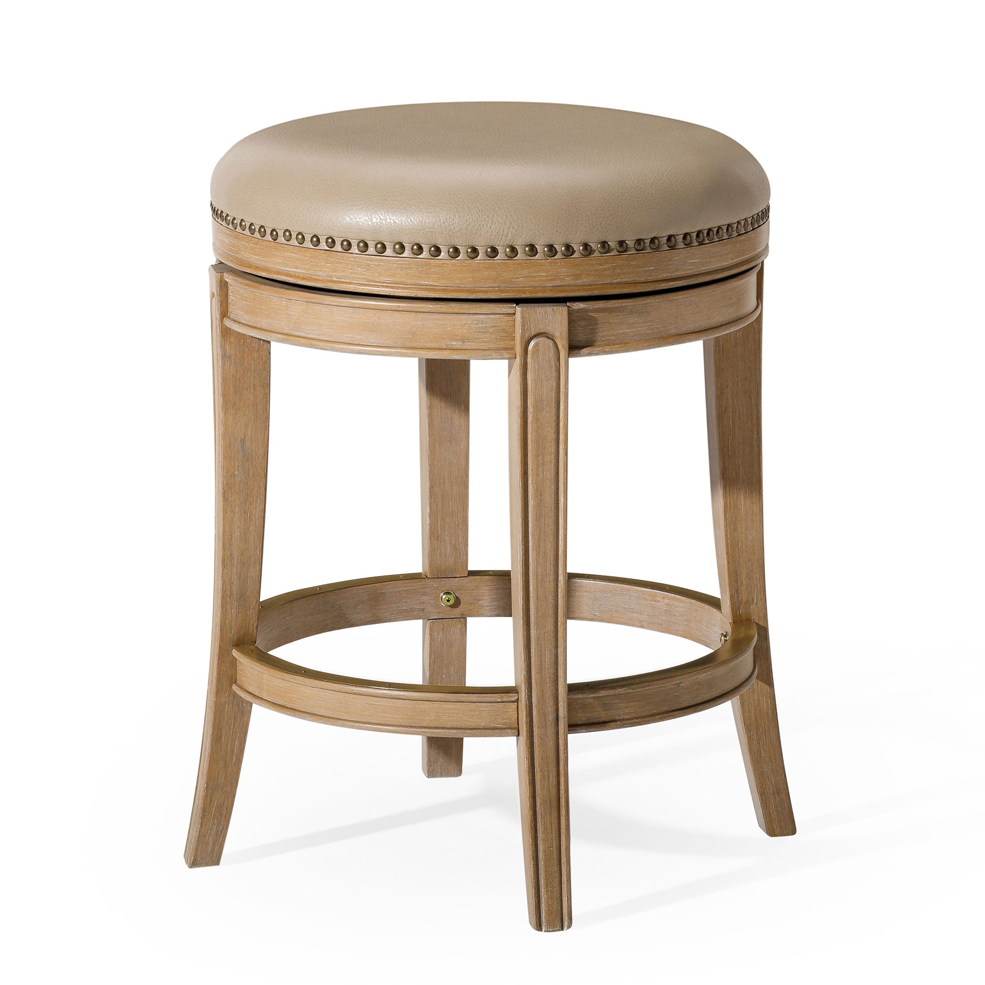Alexander Backless Counter Stool in Weathered Oak Finish with Avanti Bone Vegan Leather in Stools by Maven Lane