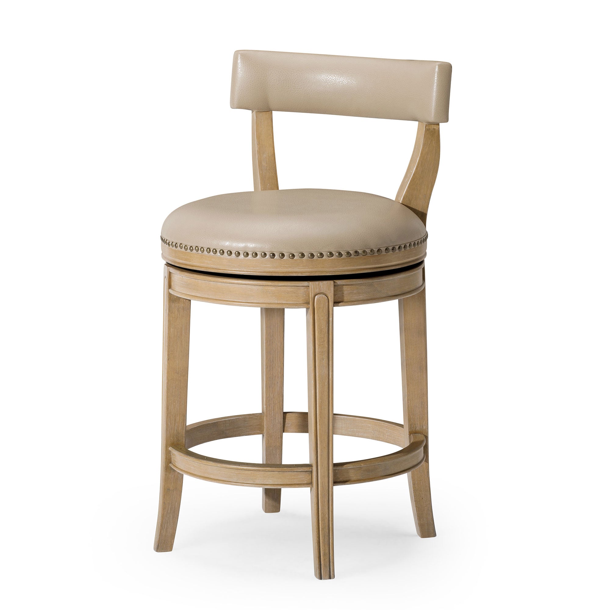 Alexander Counter Stool in Weathered Oak Finish with Avanti Bone Vegan Leather in Stools by Maven Lane