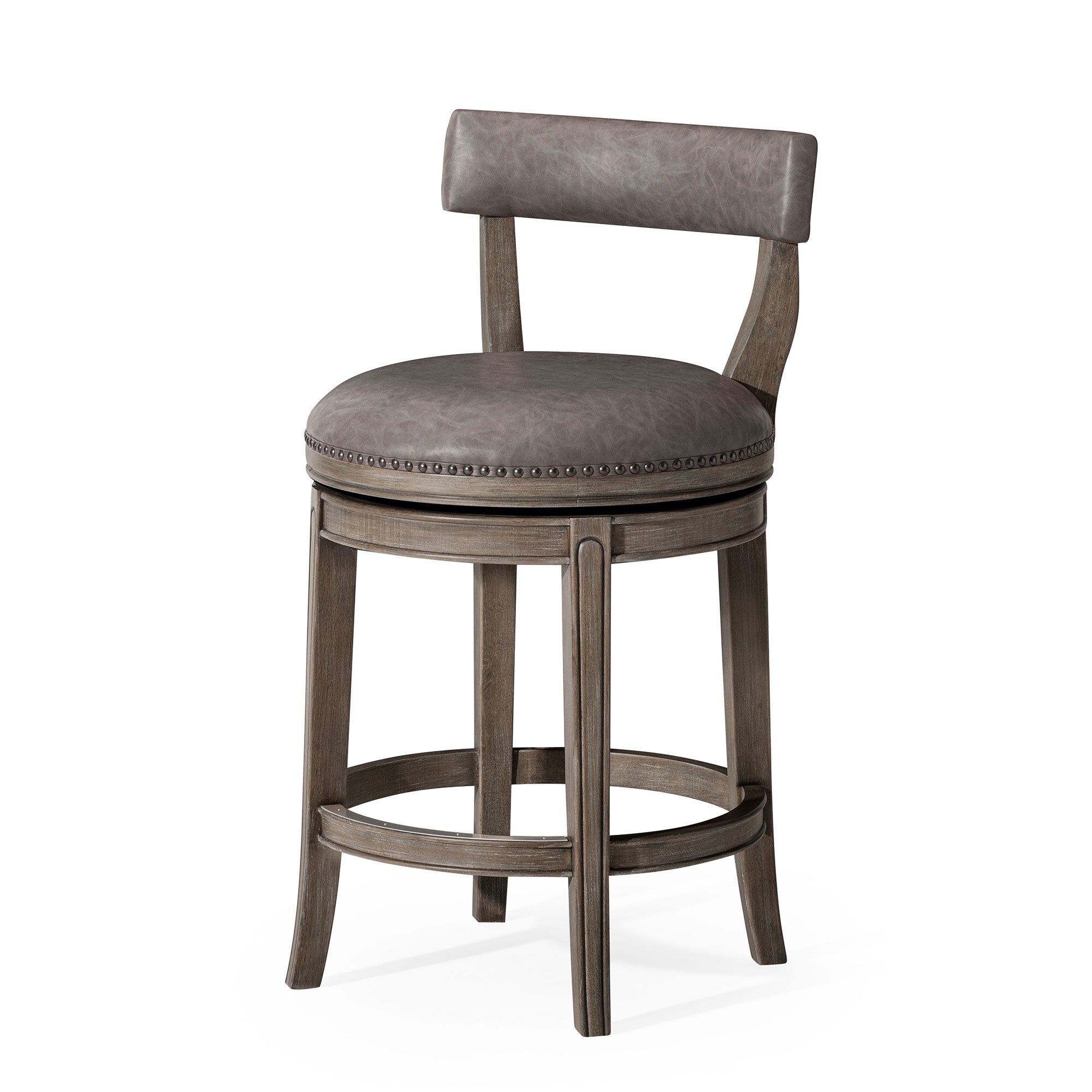 Alexander Counter Stool in Reclaimed Oak Finish with Ronan Stone Vegan Leather in Stools by Maven Lane