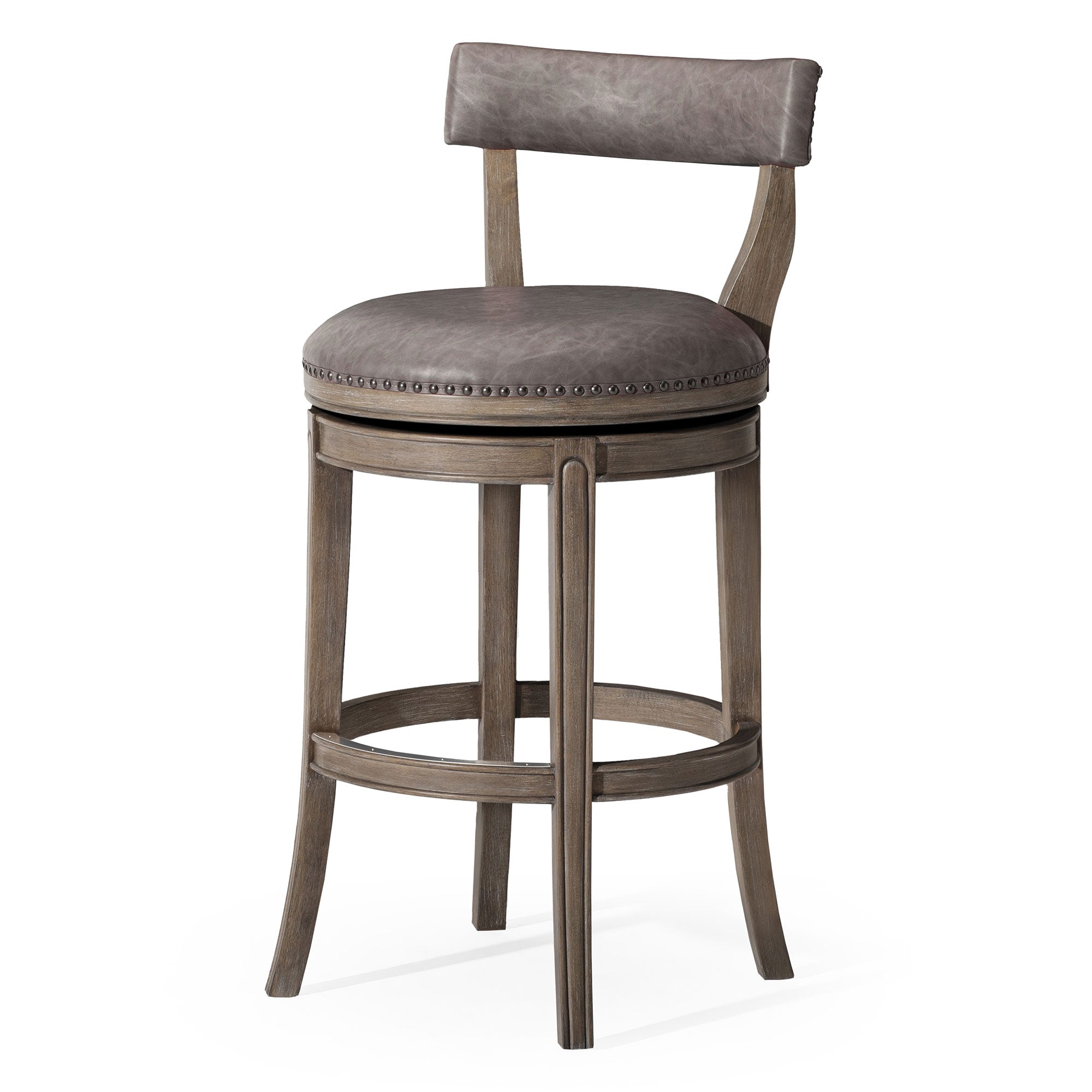 Alexander Bar Stool in Reclaimed Oak Finish with Ronan Stone Vegan Leather in Stools by Maven Lane