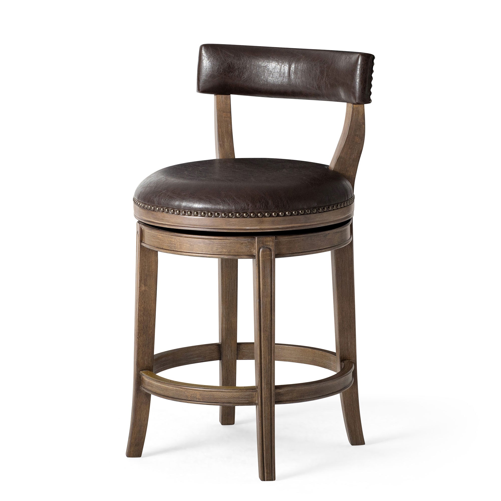 Alexander Counter Stool in Walnut Finish with Marksman Saddle Vegan Leather in Stools by Maven Lane