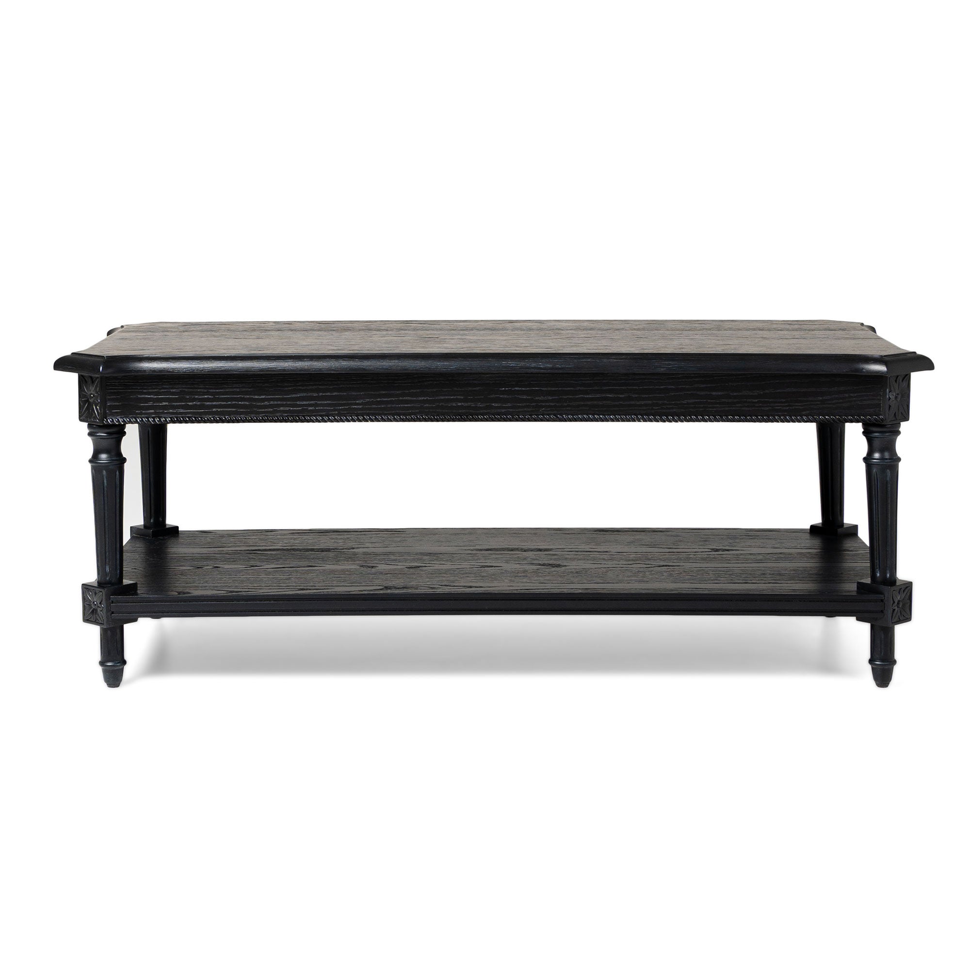 Pullman Traditional Rectangular Wooden Coffee Table in Antiqued Black Finish in Accent Tables by Maven Lane