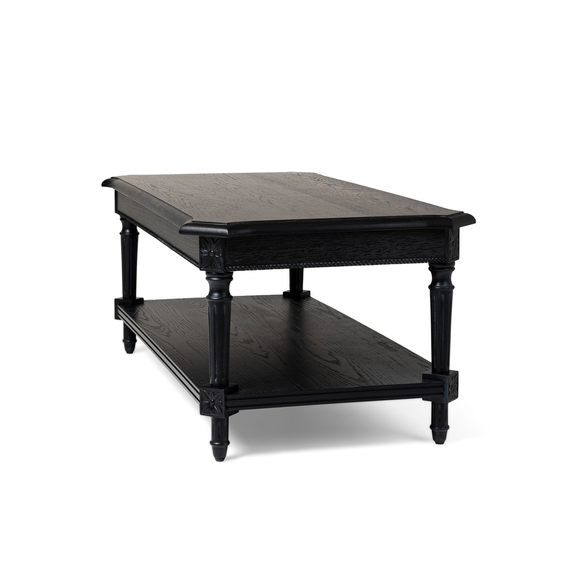 Pullman Traditional Rectangular Wooden Coffee Table in Antiqued Black Finish in Accent Tables by VMI