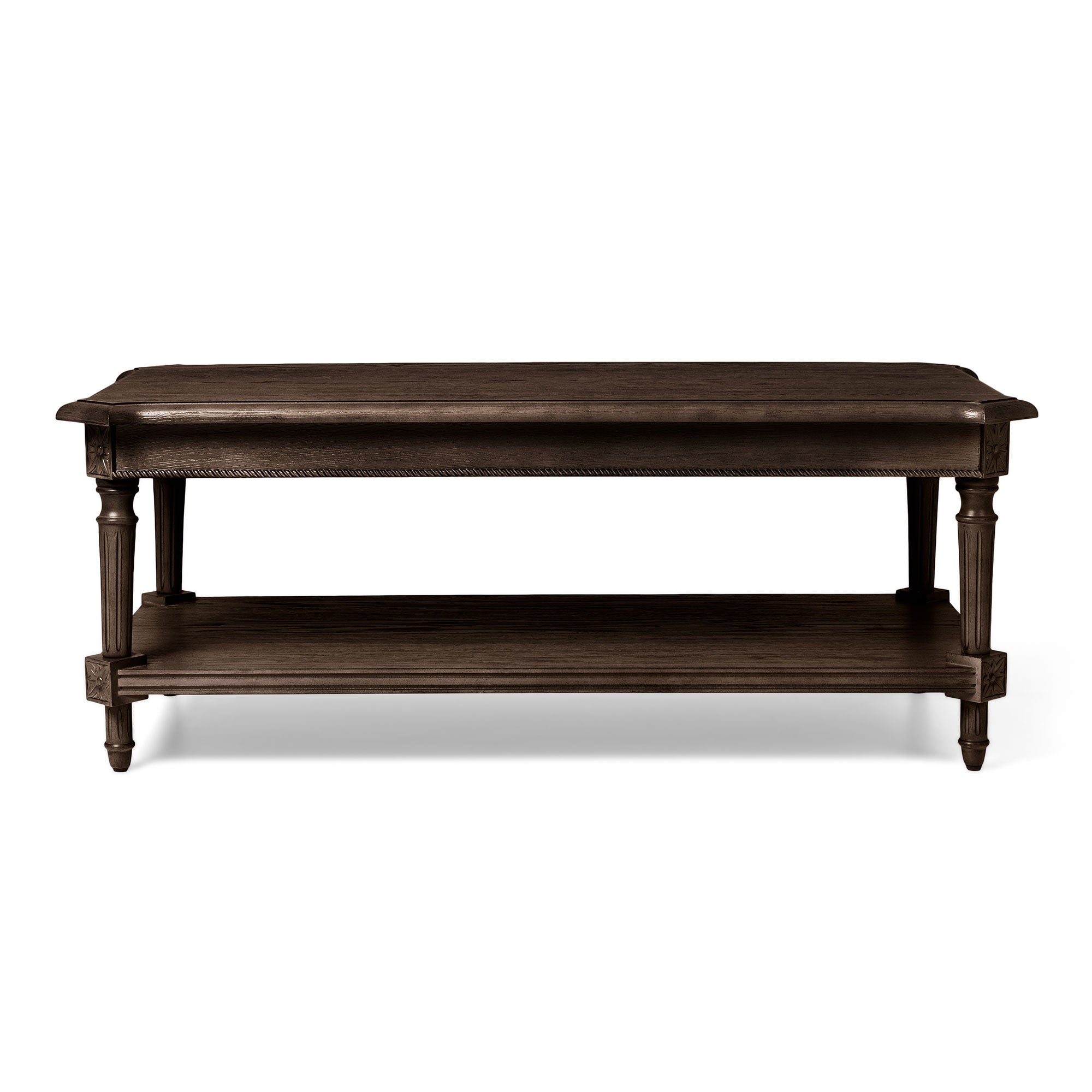 Pullman Traditional Rectangular Wooden Coffee Table in Antiqued Brown Finish in Accent Tables by Maven Lane