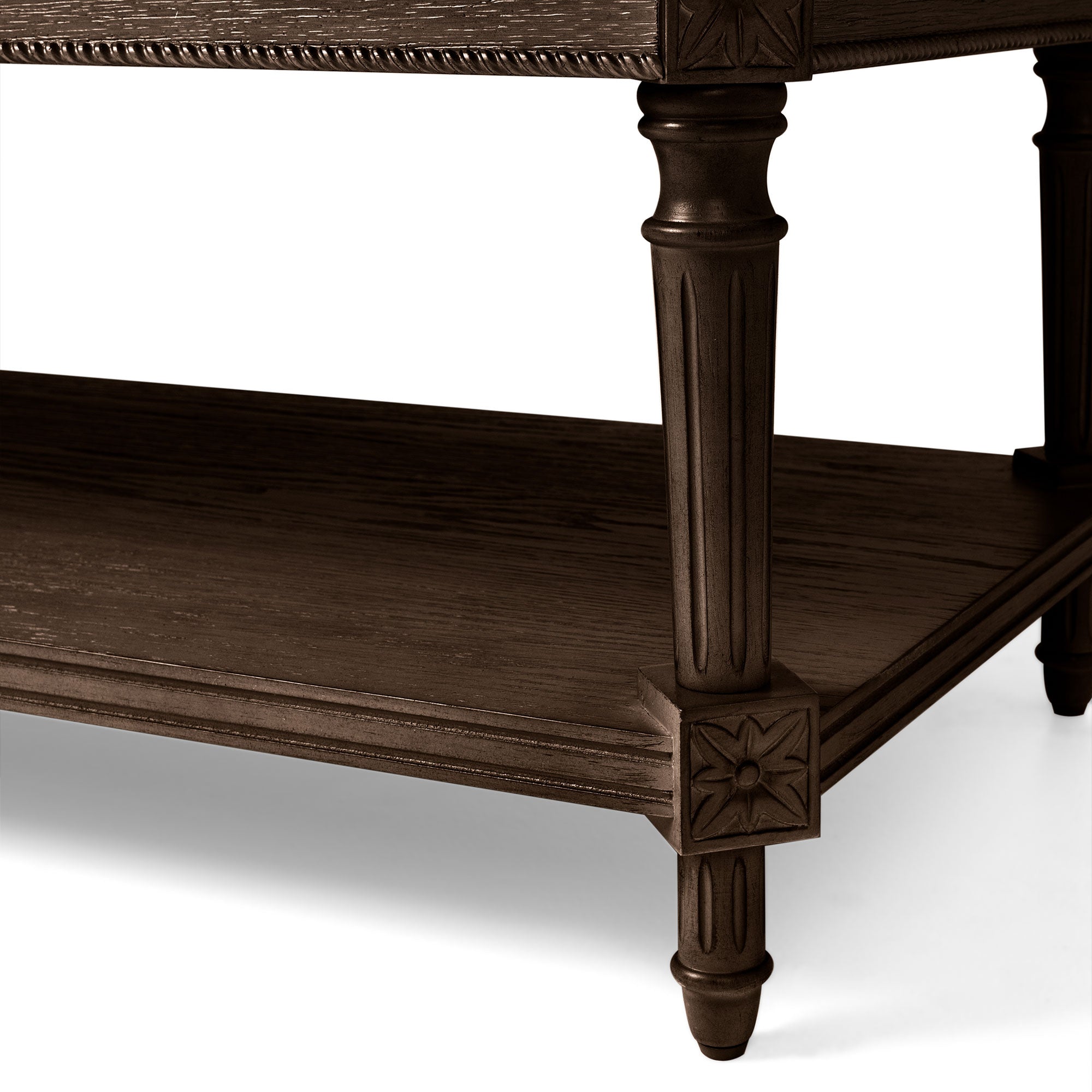 Pullman Traditional Rectangular Wooden Coffee Table in Antiqued Brown Finish in Accent Tables by Maven Lane