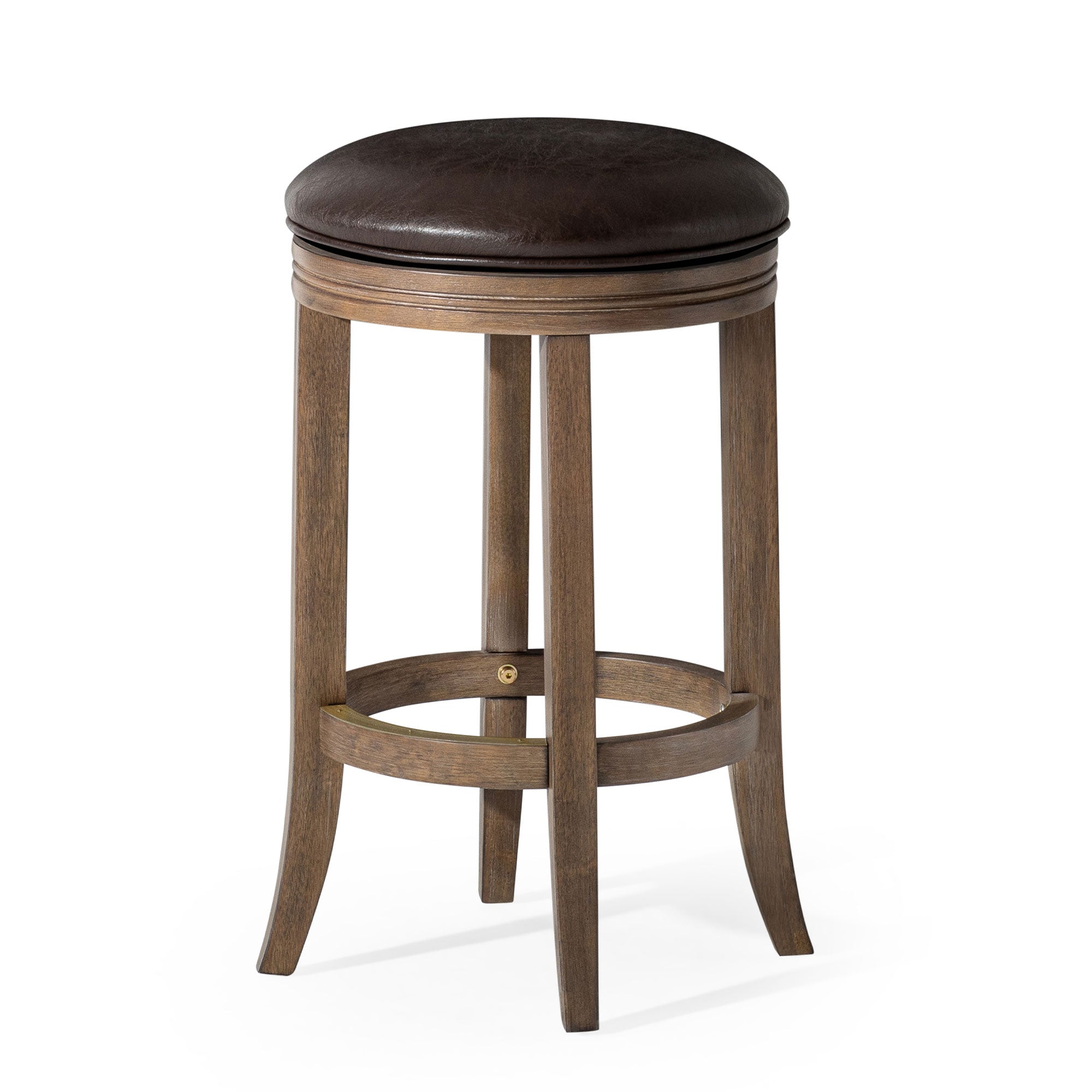 Eva Counter Stool in Walnut Finish with Marksman Saddle Vegan Leather