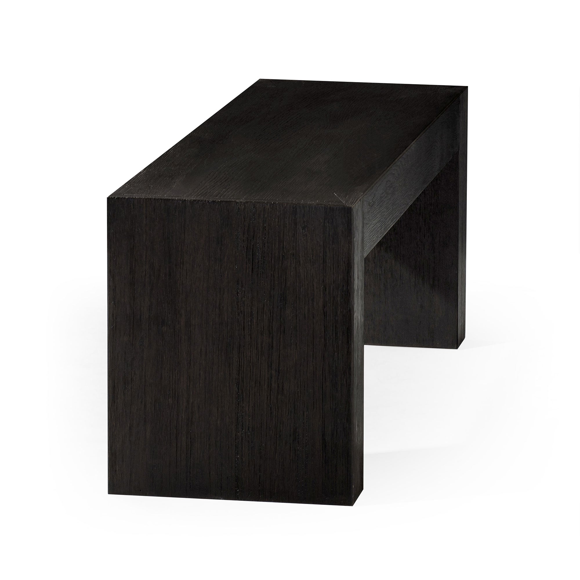 Zeno Organic Wooden Bench in Weathered Black Finish in Ottomans & Benches by Maven Lane