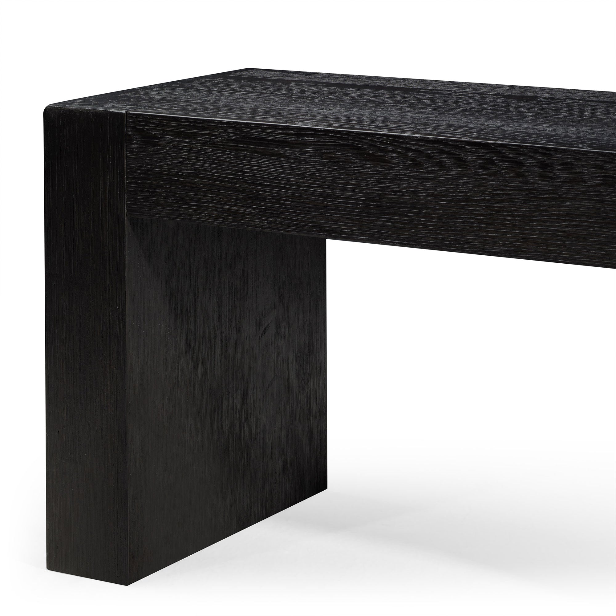 Zeno Organic Wooden Bench in Weathered Black Finish in Ottomans & Benches by Maven Lane