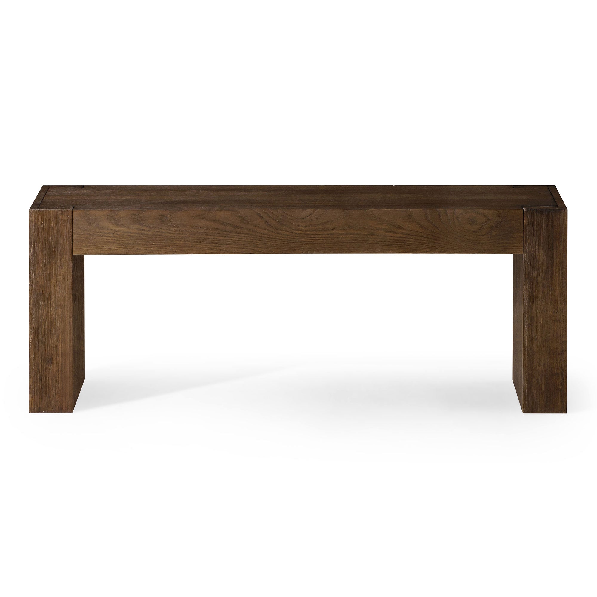 Zeno Organic Wooden Bench in Weathered Brown Finish in Ottomans & Benches by Maven Lane