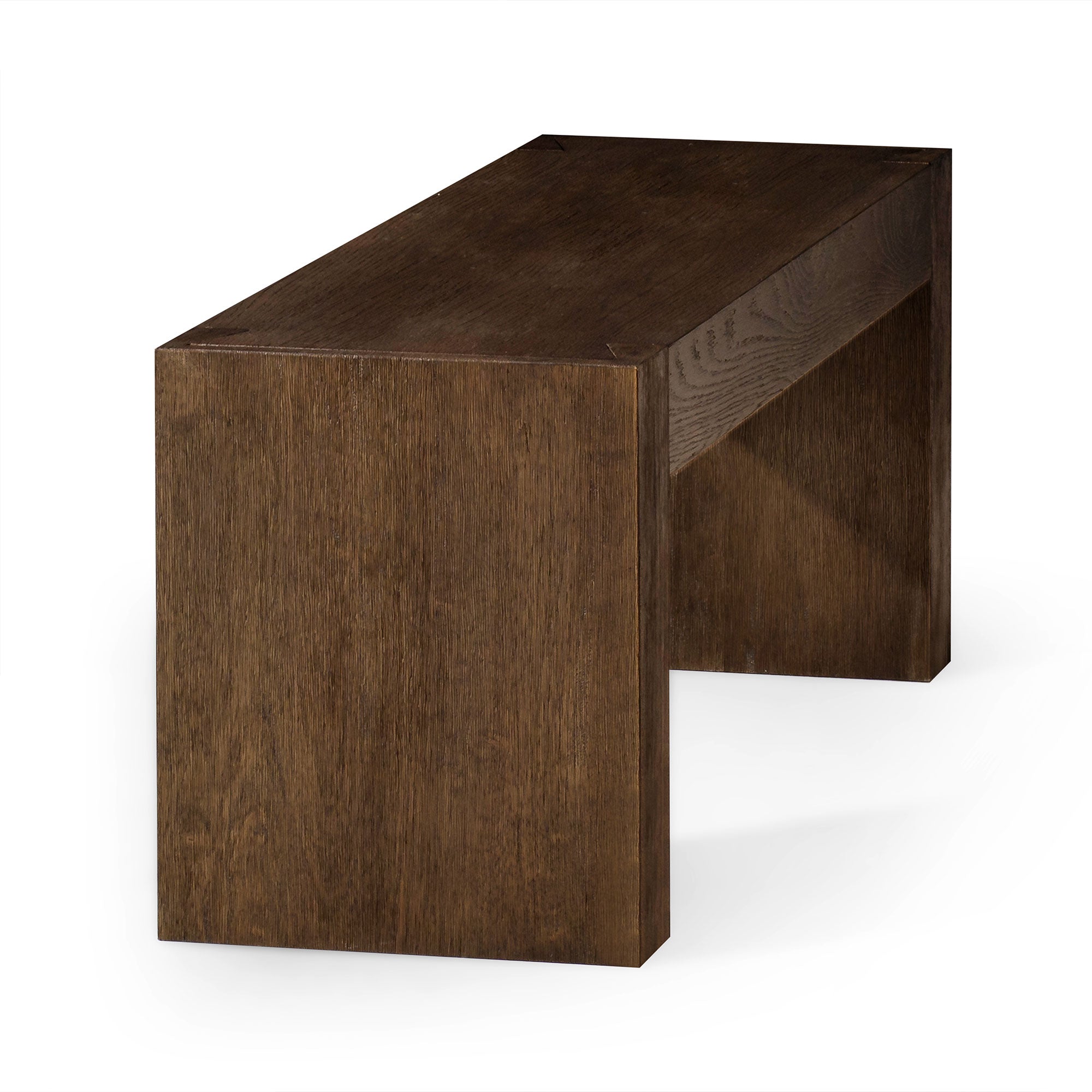 Zeno Organic Wooden Bench in Weathered Brown Finish in Ottomans & Benches by Maven Lane