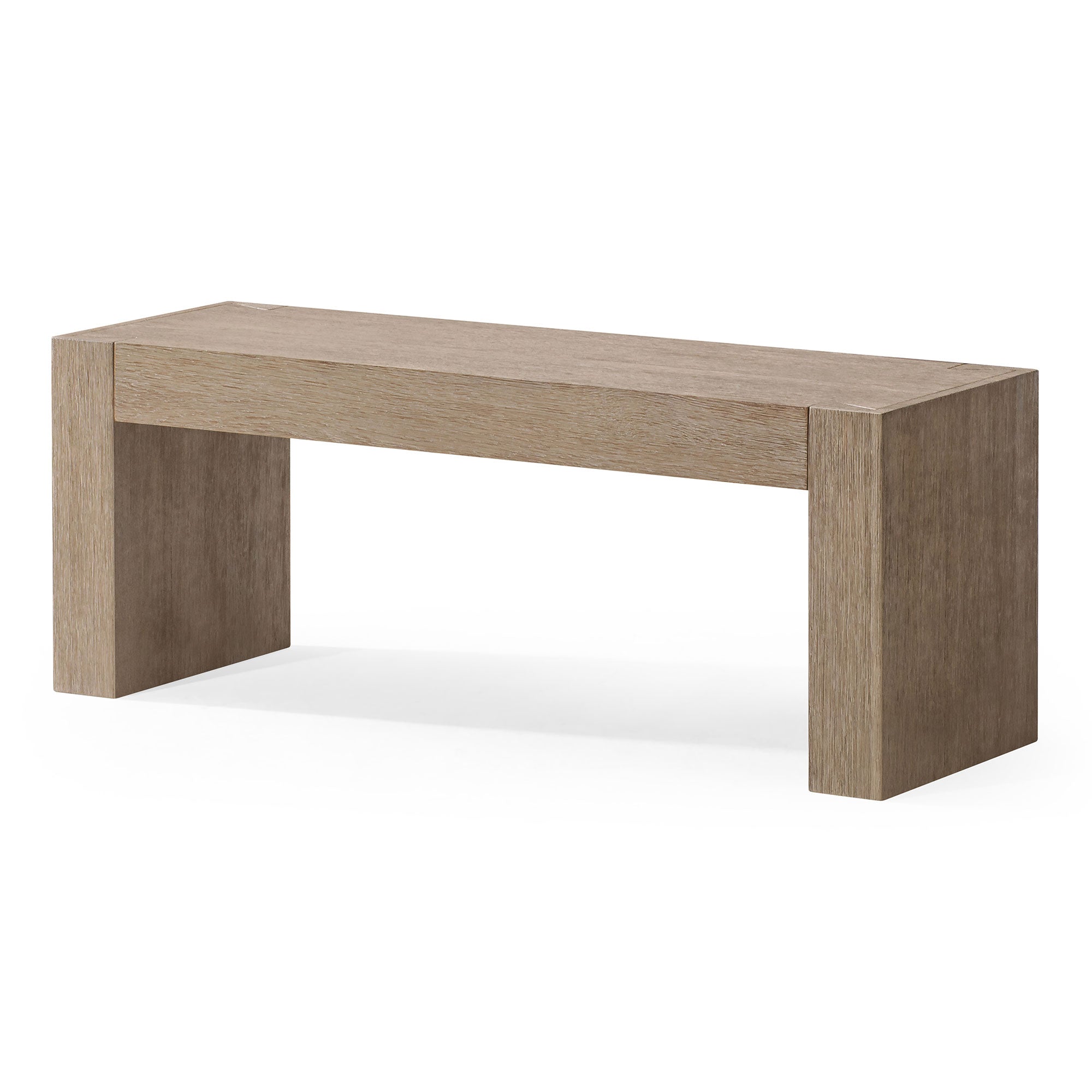 Zeno Organic Wooden Bench in Weathered Grey Finish in Ottomans & Benches by Maven Lane