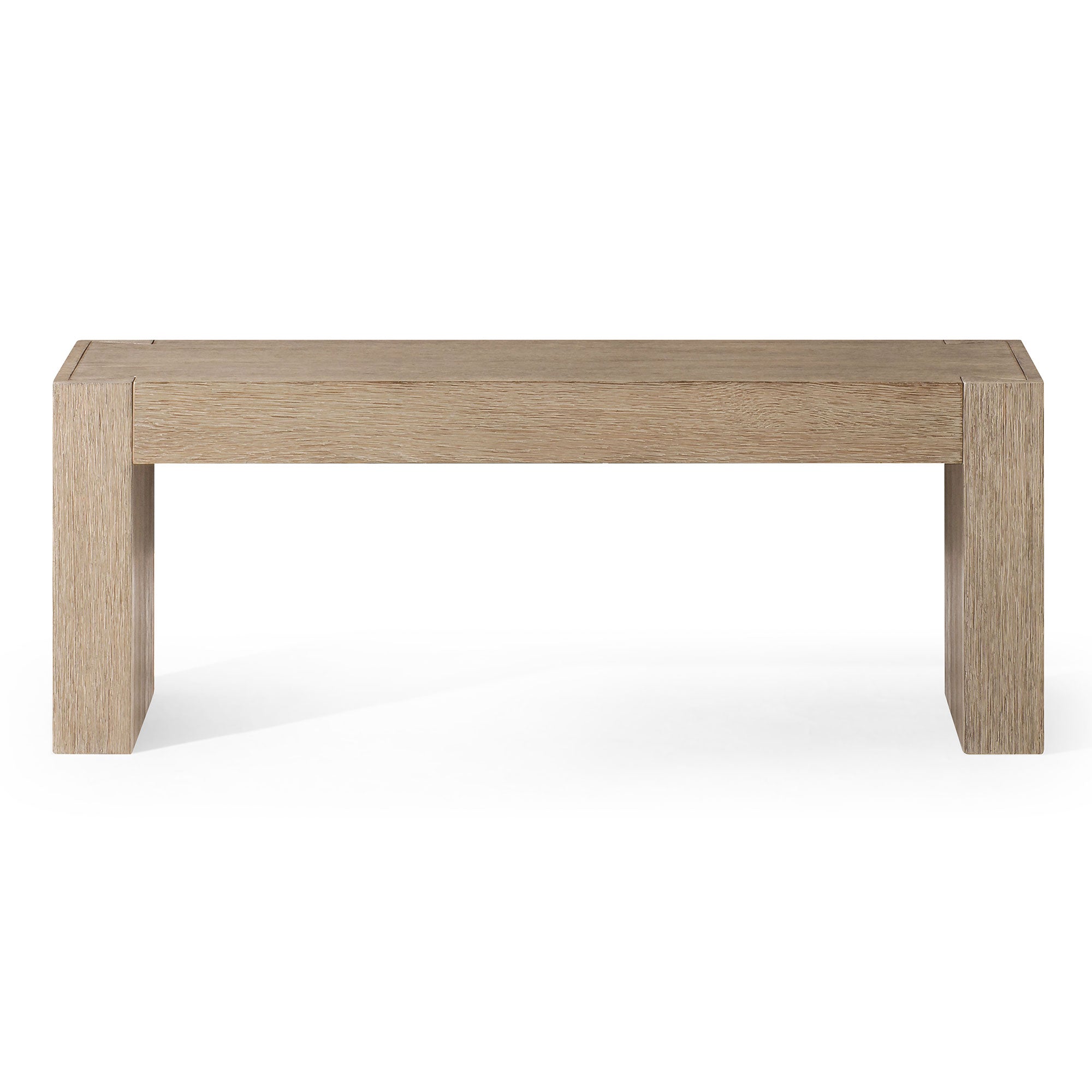 Zeno Organic Wooden Bench in Weathered Grey Finish in Ottomans & Benches by Maven Lane