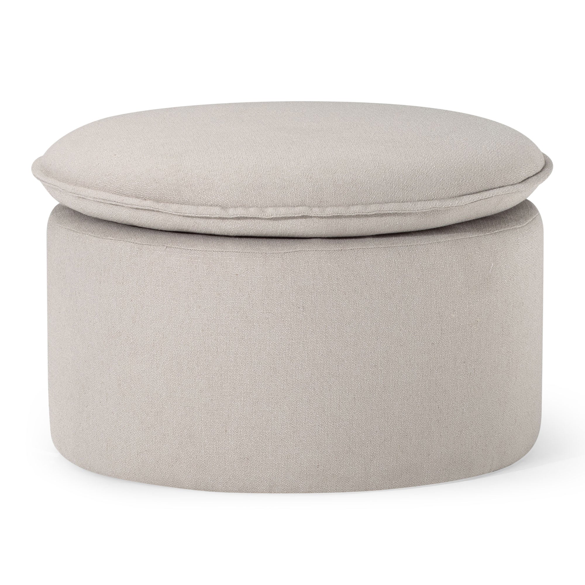 Lyra Organic Ottoman in Dove Fabric Upholstery in Ottomans & Benches by Maven Lane