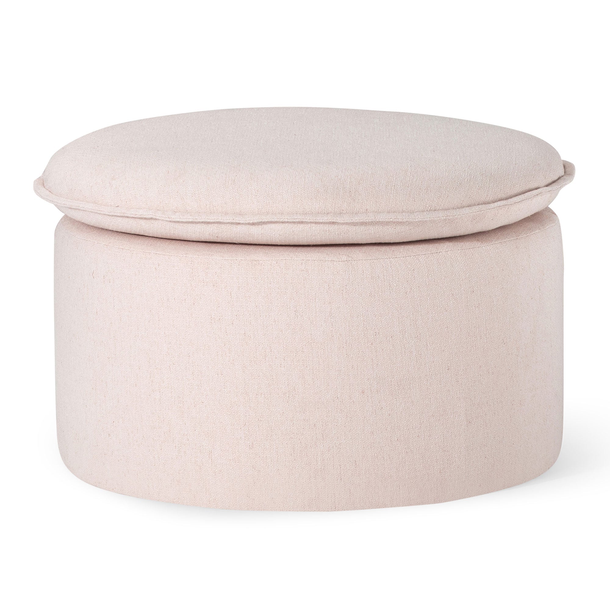 Lyra Organic Ottoman in Cream Fabric Upholstery in Ottomans & Benches by Maven Lane