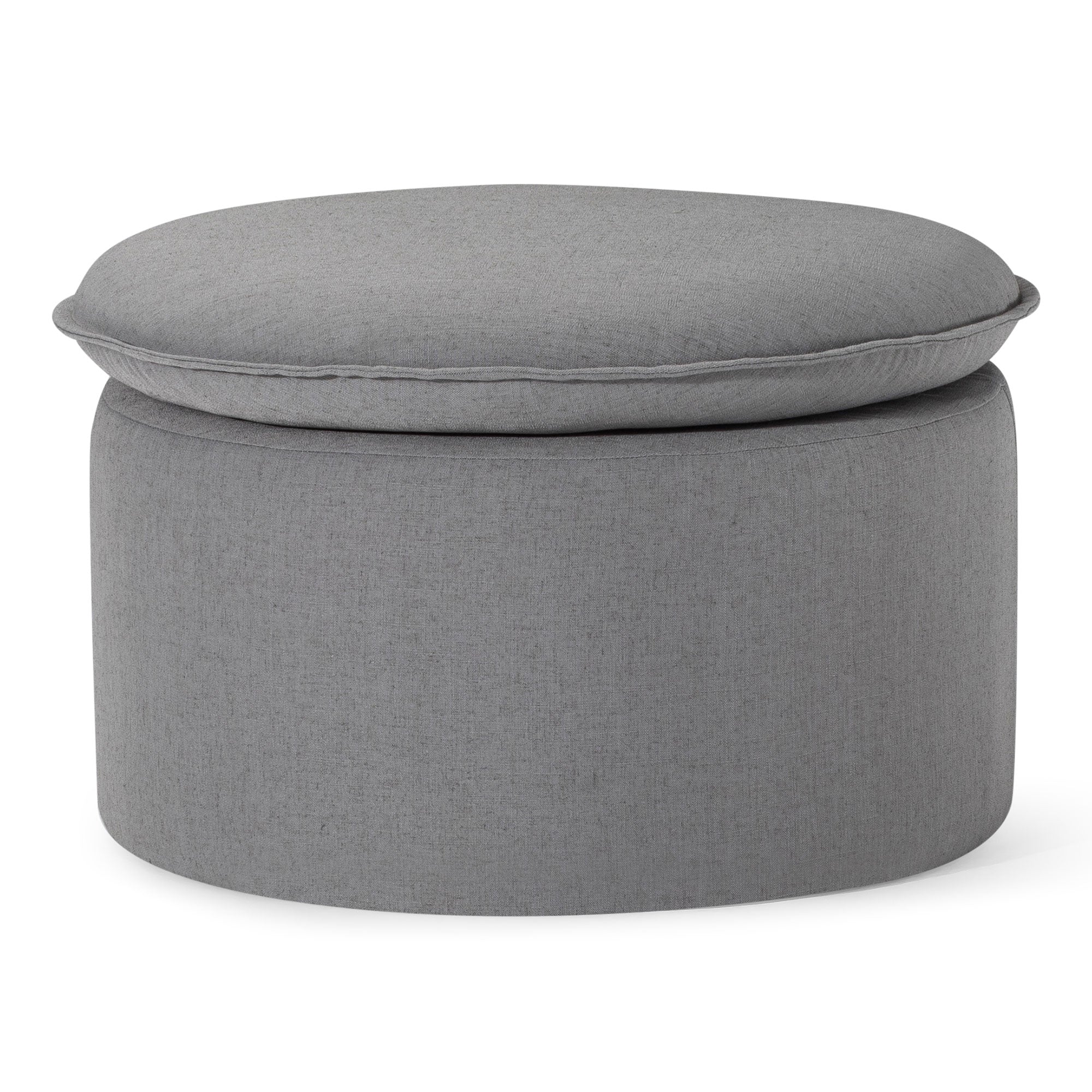 Lyra Organic Ottoman in Slate Fabric Upholstery in Ottomans & Benches by Maven Lane