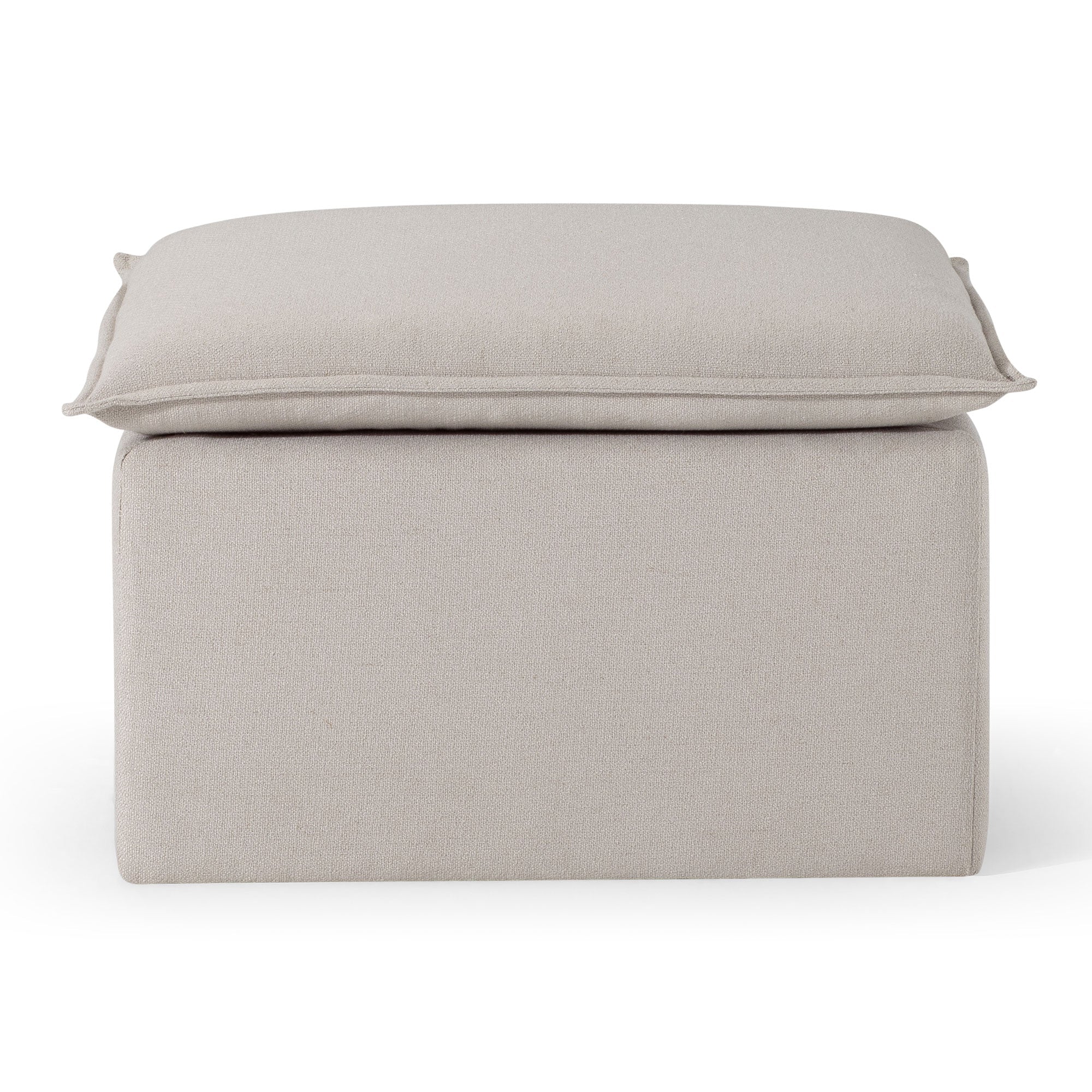 Claude Organic Ottoman in Dove Fabric Upholstery in Ottomans & Benches by Maven Lane