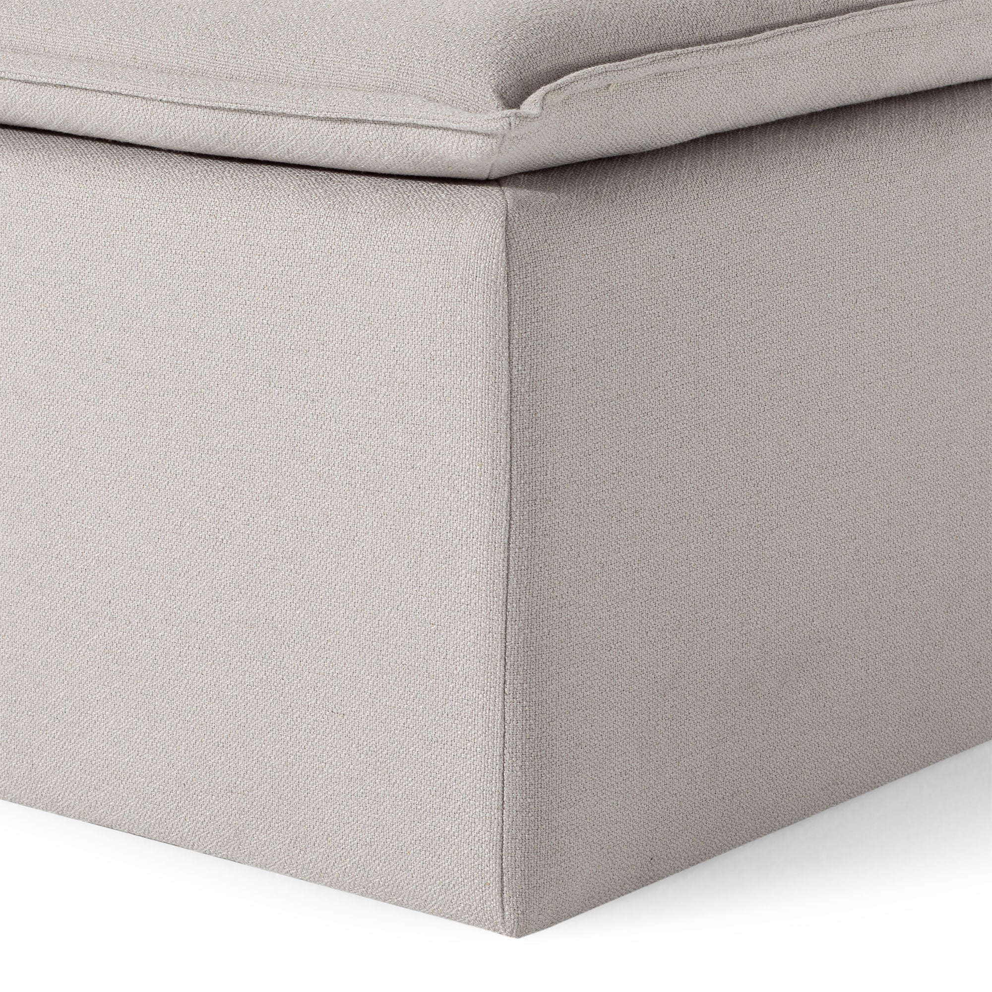 Claude Organic Ottoman in Dove Fabric Upholstery in Ottomans & Benches by Maven Lane