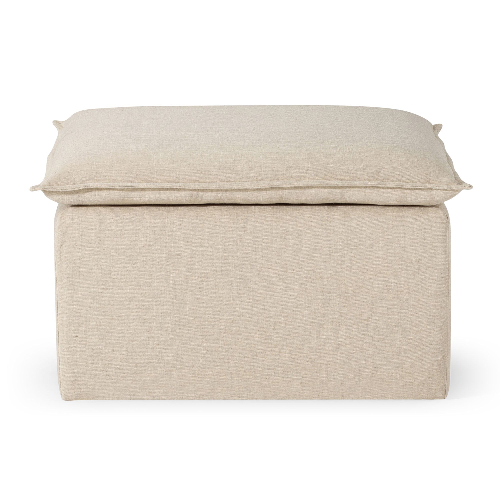 Claude Organic Ottoman in Taupe Fabric Upholstery in Ottomans & Benches by Maven Lane