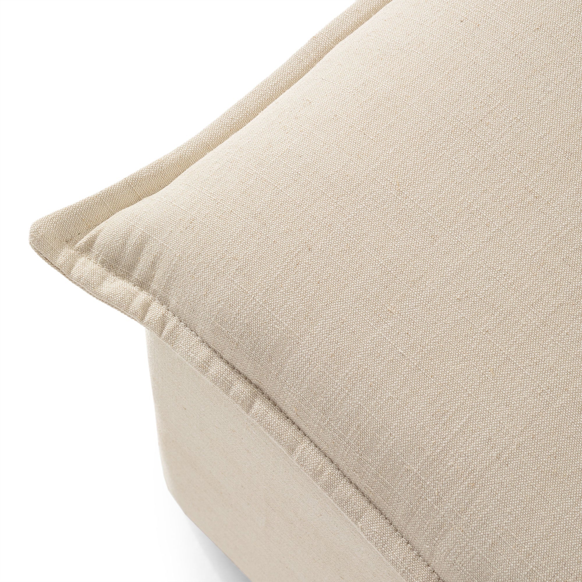 Claude Organic Ottoman in Taupe Fabric Upholstery in Ottomans & Benches by Maven Lane