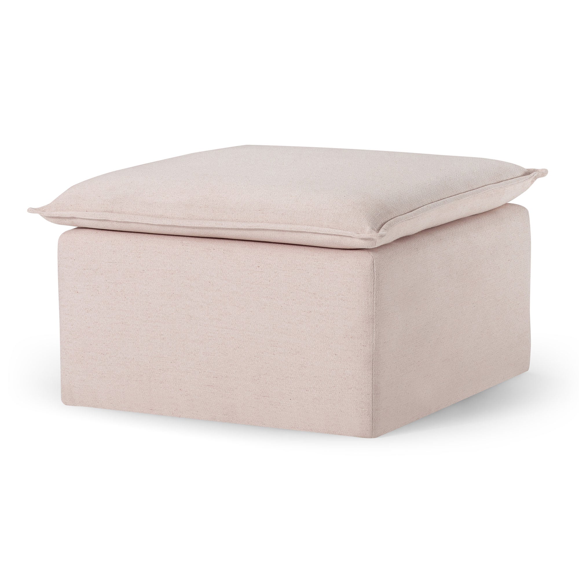 Claude Organic Ottoman in Cream Fabric Upholstery in Ottomans & Benches by Maven Lane