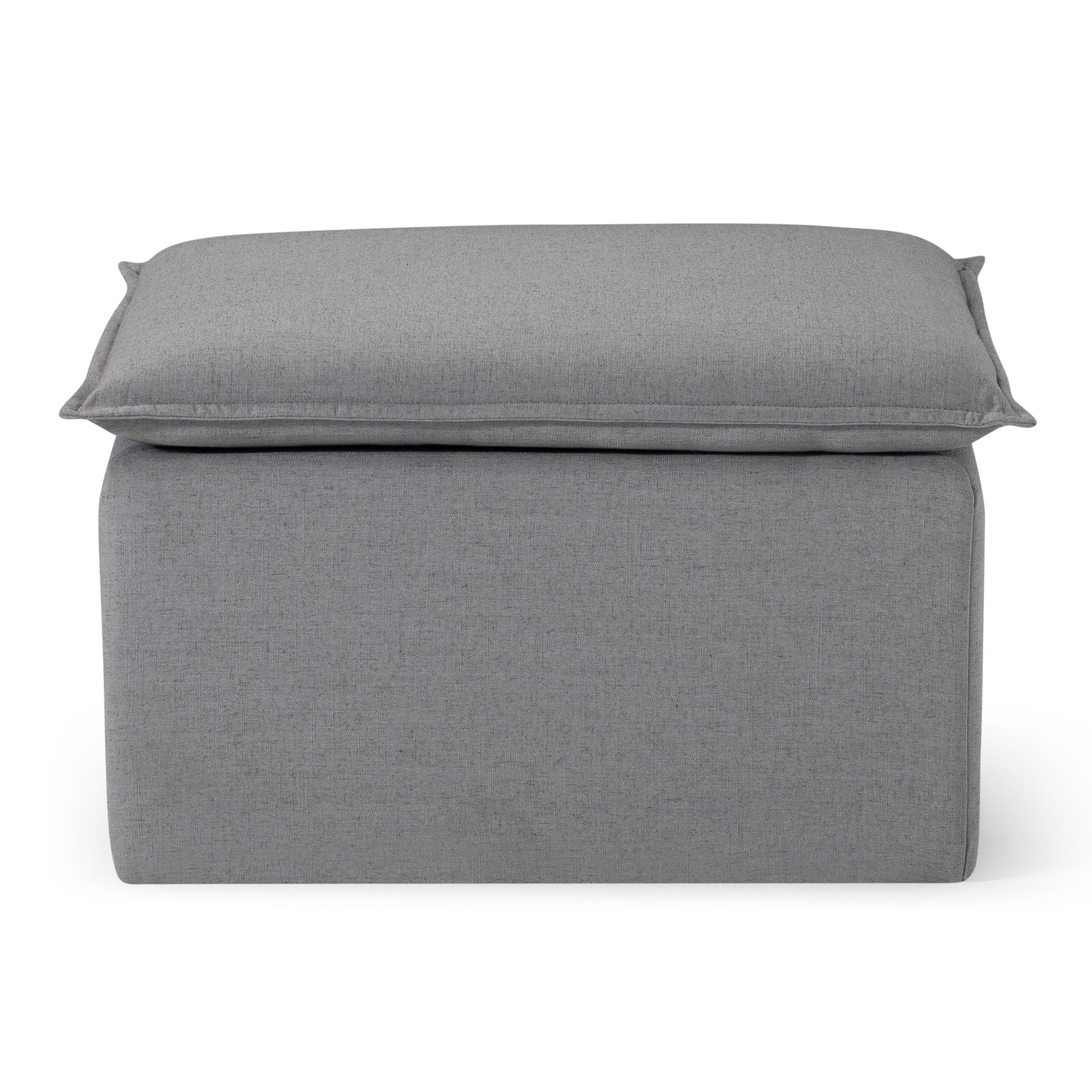 Claude Organic Ottoman in Slate Fabric Upholstery in Ottomans & Benches by Maven Lane