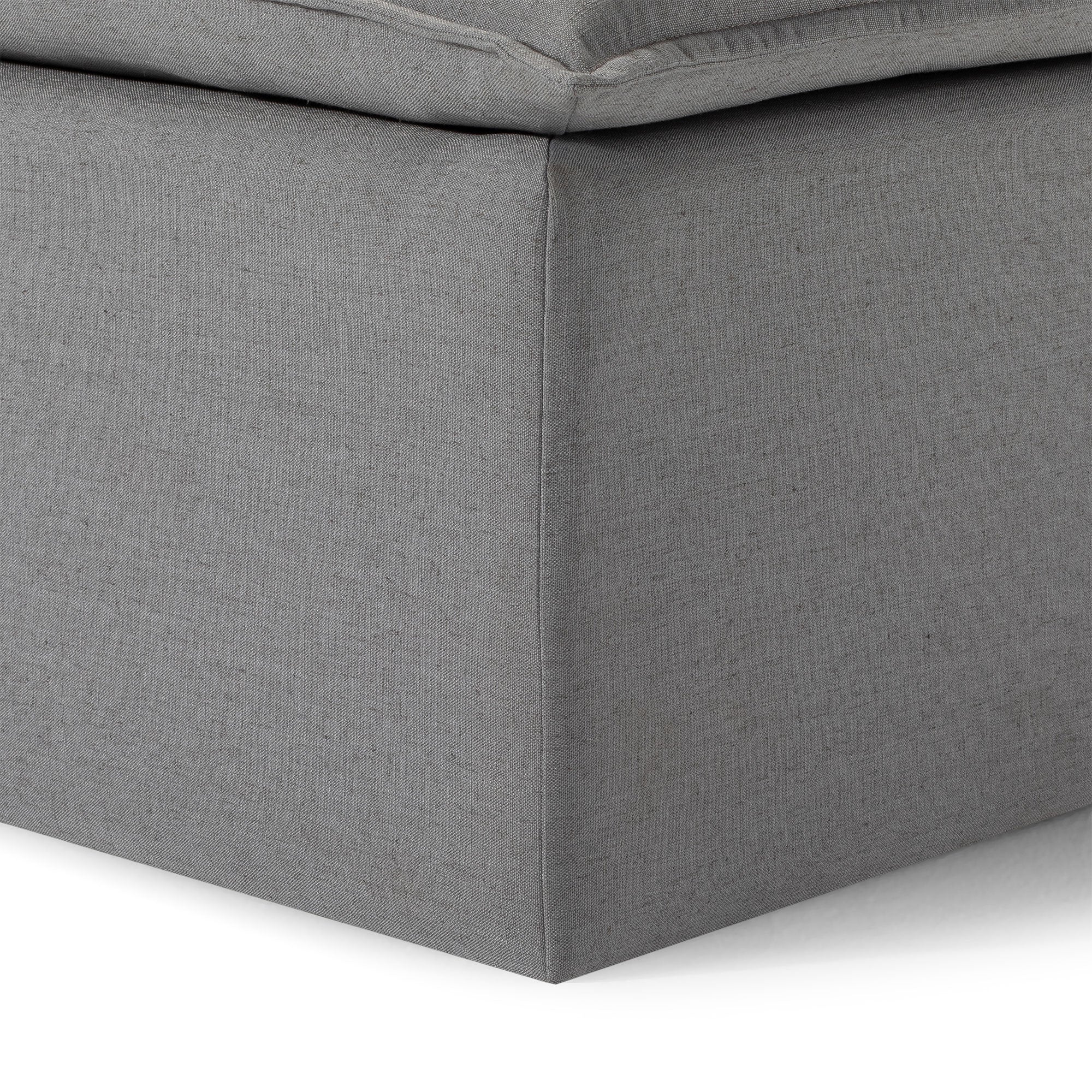 Claude Organic Ottoman in Slate Fabric Upholstery in Ottomans & Benches by Maven Lane