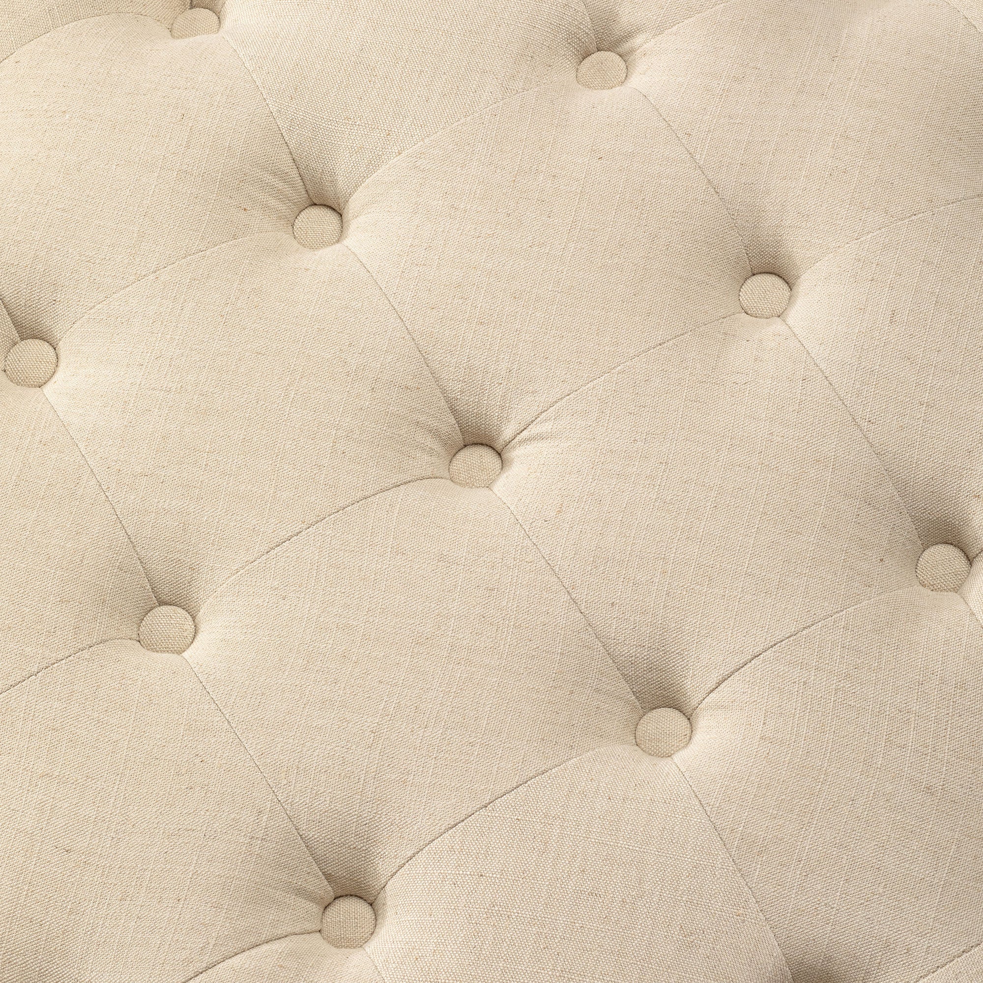 Marcy Classical Round Ottoman in Taupe Fabric Upholstery in Ottomans & Benches by Maven Lane