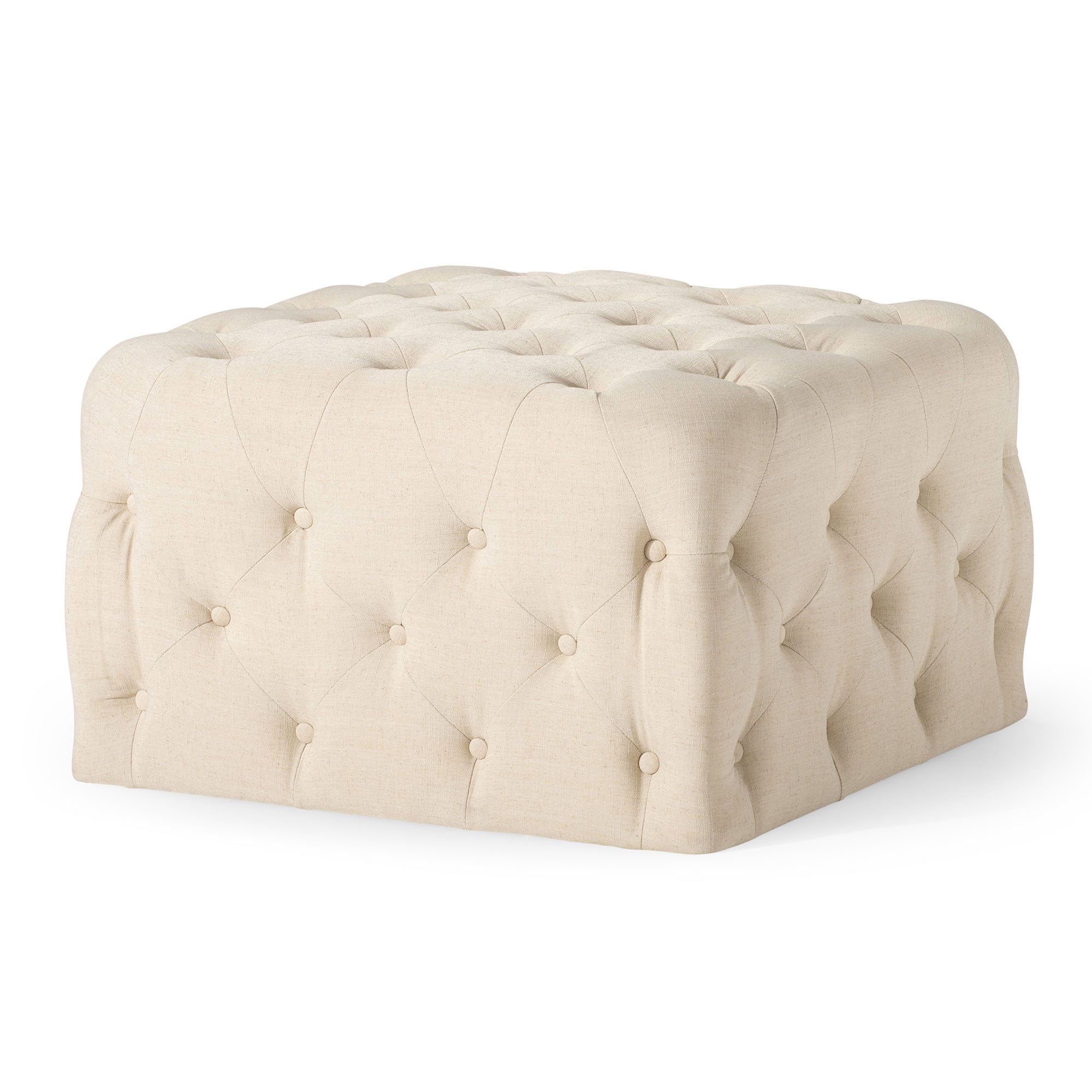 Henry Classical Ottoman in Taupe Fabric Upholstery in Ottomans & Benches by Maven Lane