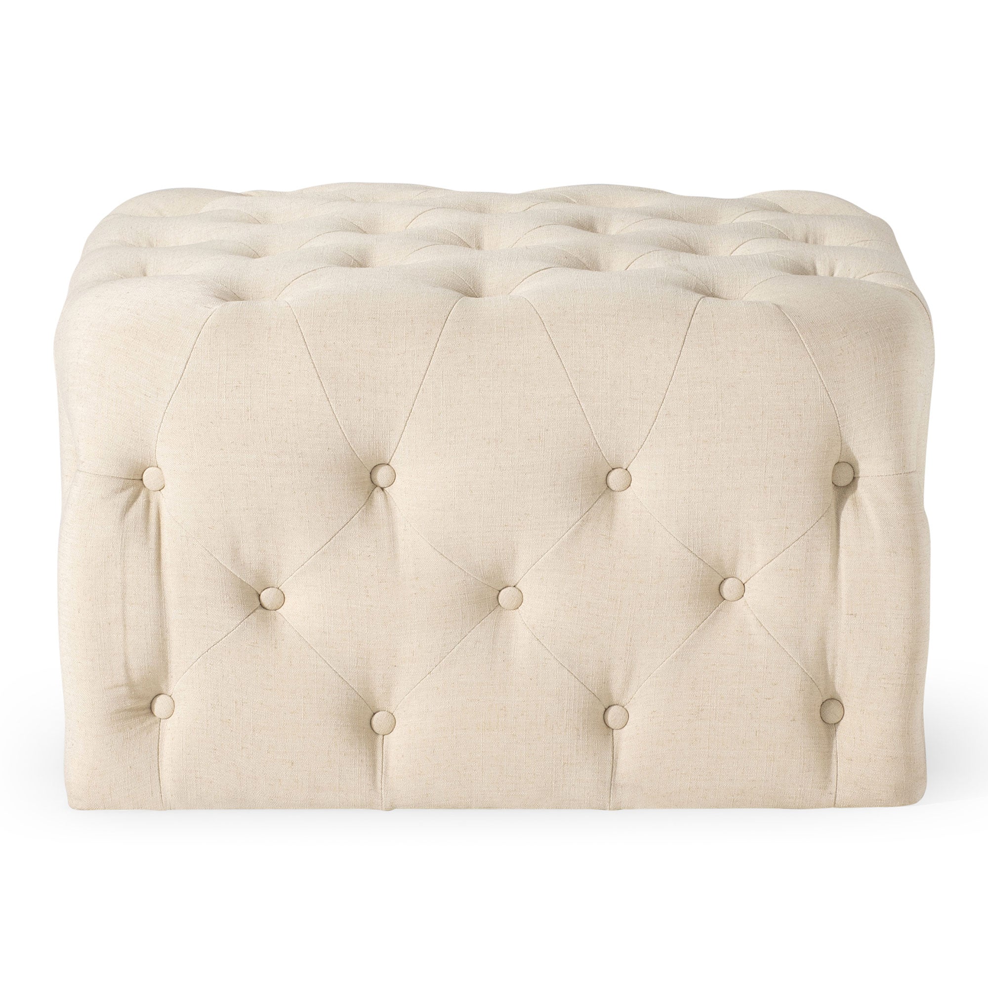 Henry Classical Ottoman in Taupe Fabric Upholstery in Ottomans & Benches by Maven Lane