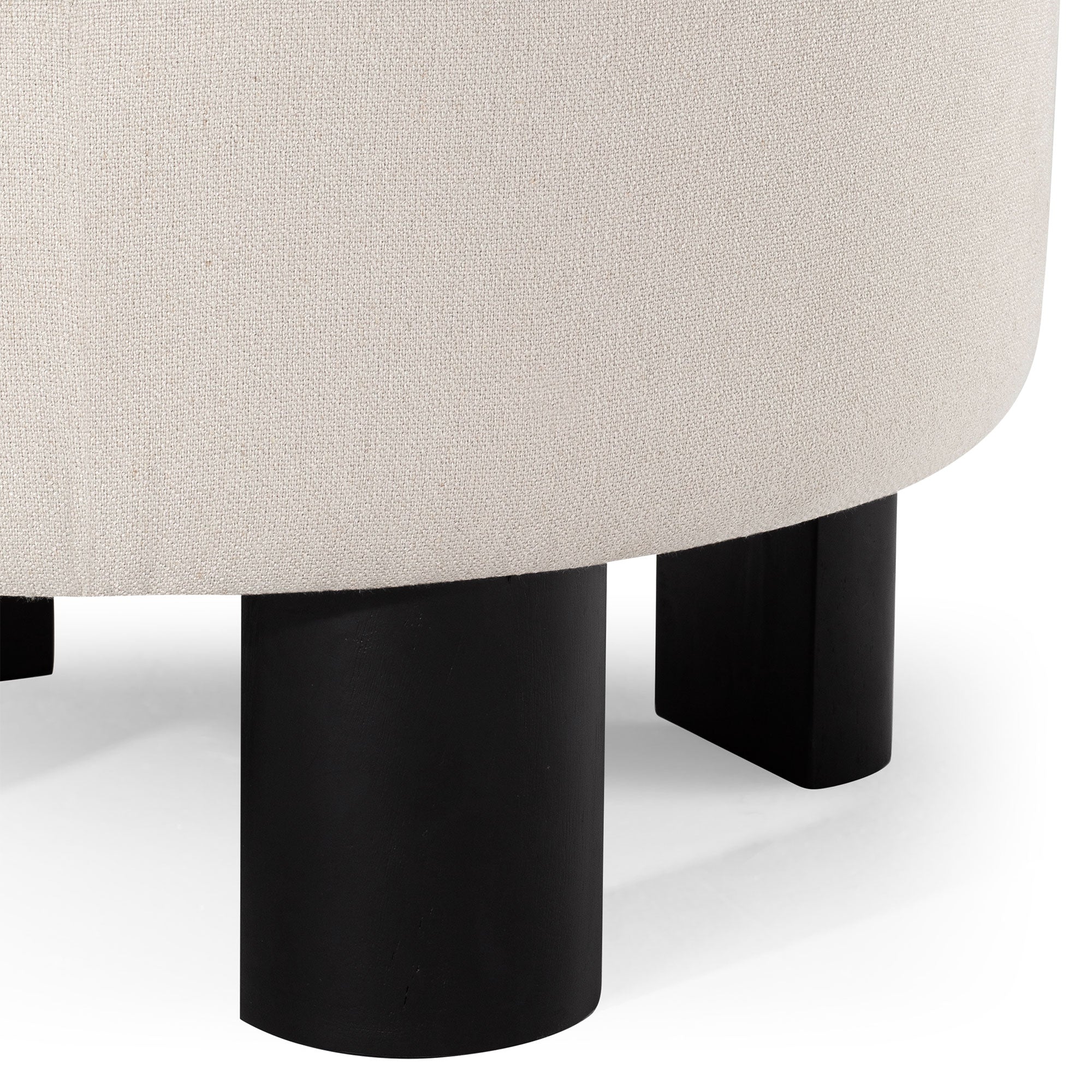Celia Contemporary Upholstered Ottoman with Refined Black Wood Finish in Ottomans & Benches by Maven Lane