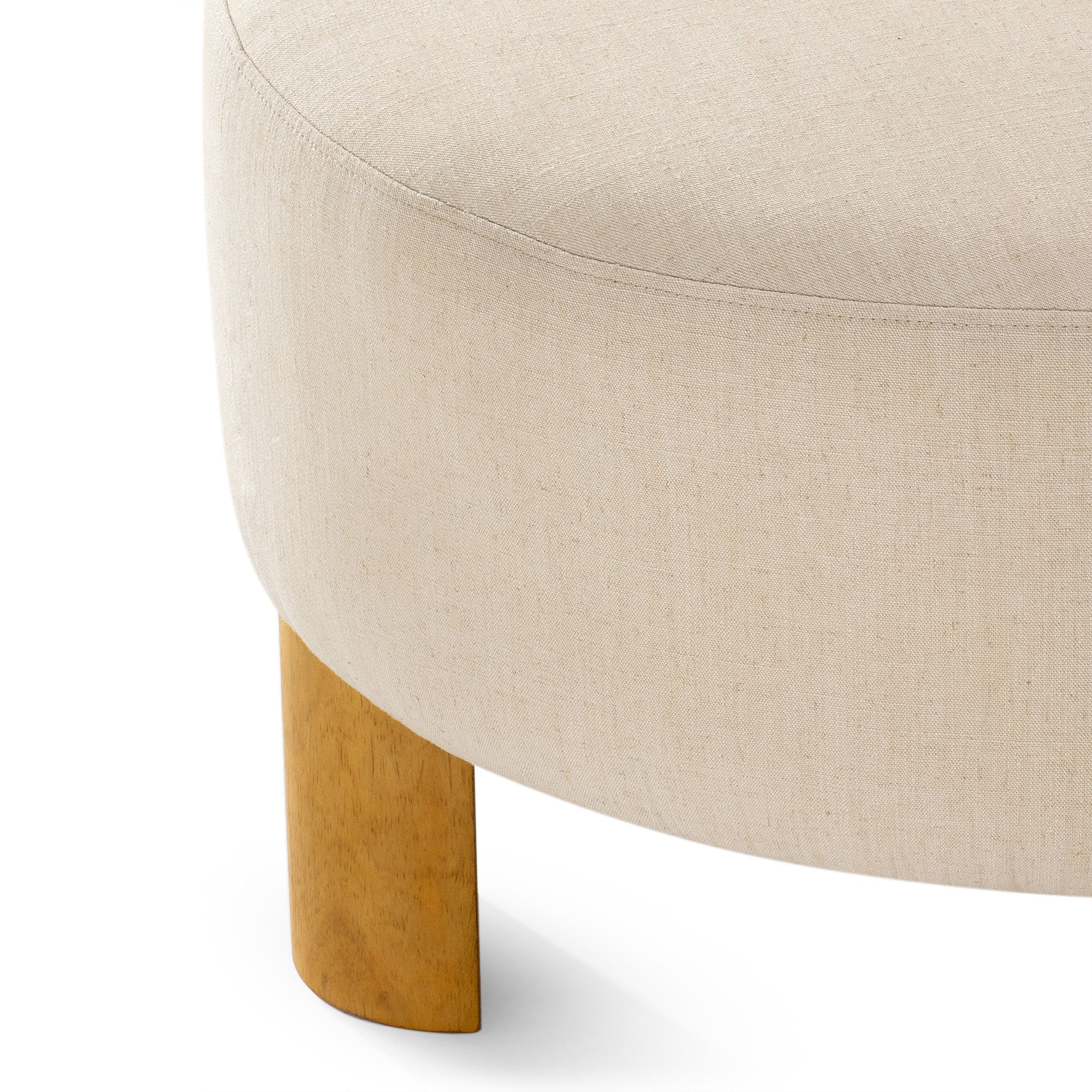 Celia Contemporary Upholstered Ottoman with Refined Natural Wood Finish in Ottomans & Benches by Maven Lane