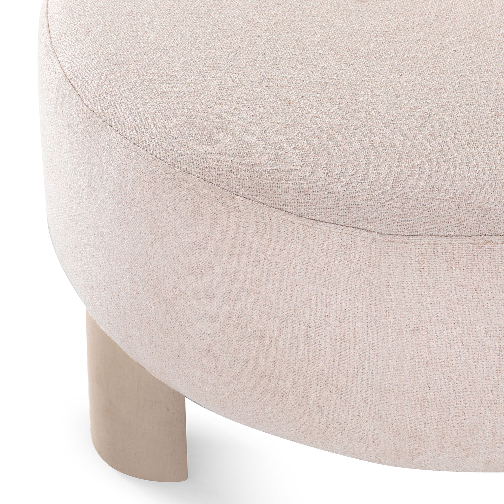 Celia Contemporary Upholstered Ottoman with Refined White Wood Finish in Ottomans & Benches by Maven Lane