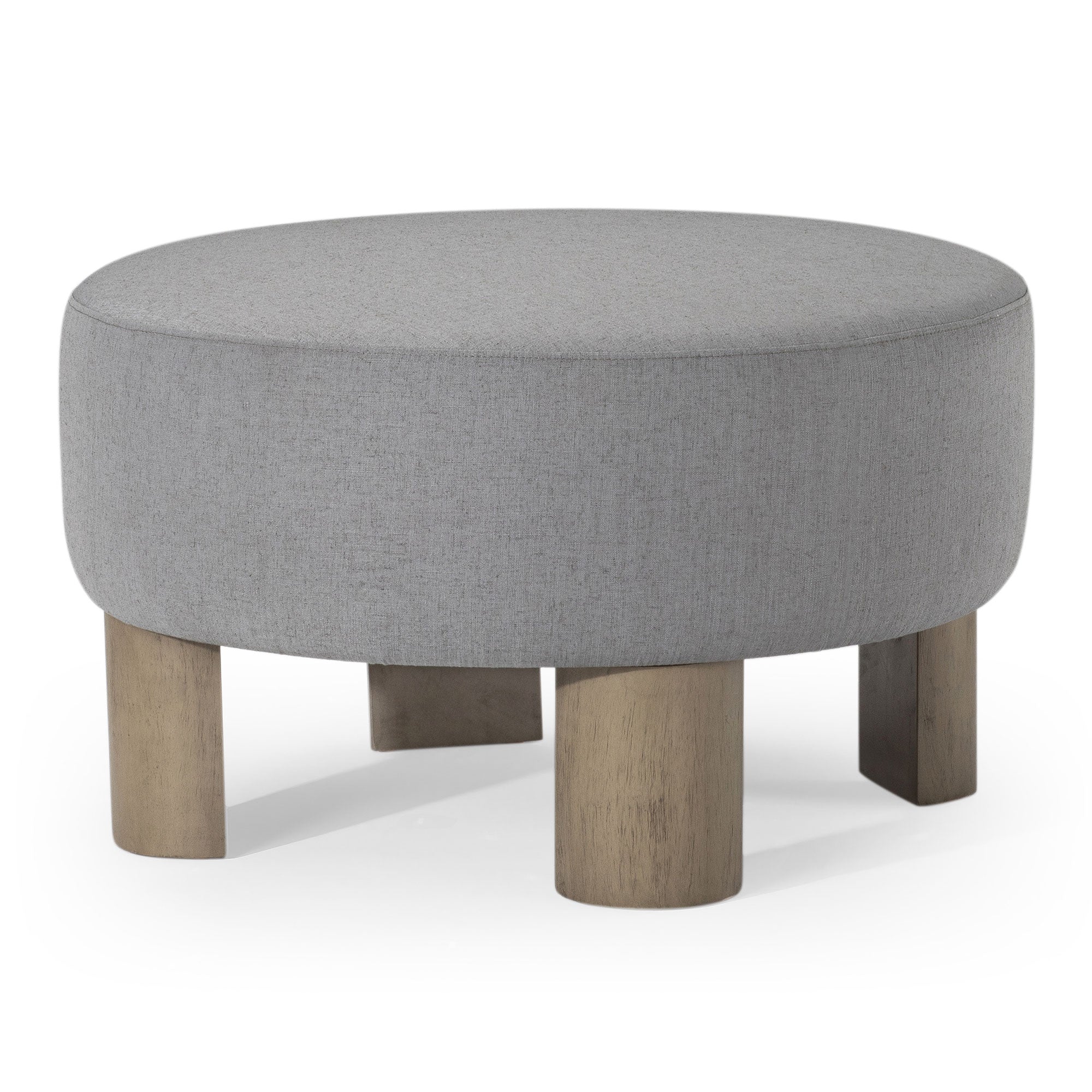 Celia Contemporary Upholstered Ottoman with Refined Grey Wood Finish in Ottomans & Benches by Maven Lane