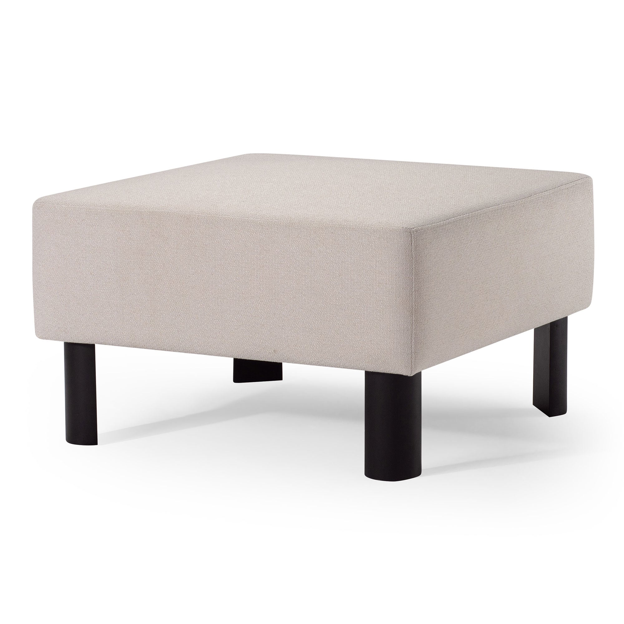 Lena Contemporary Upholstered Ottoman with Refined Black Wood Finish in Ottomans & Benches by Maven Lane
