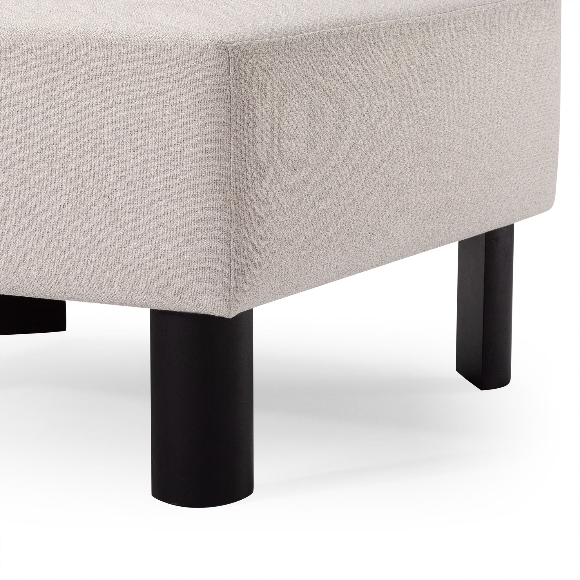 Lena Contemporary Upholstered Ottoman with Refined Black Wood Finish in Ottomans & Benches by Maven Lane
