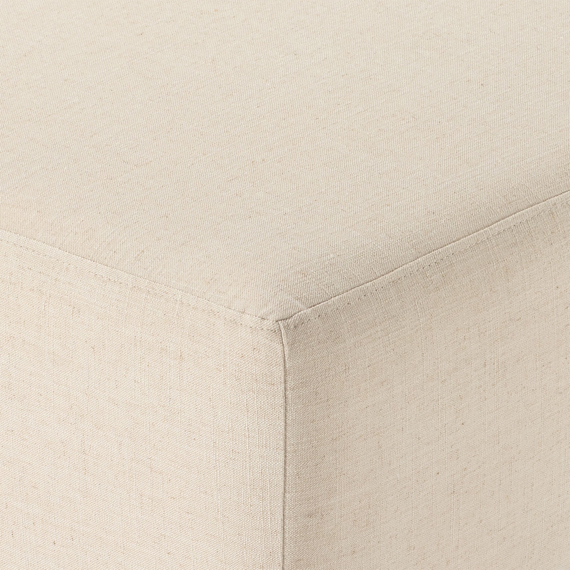 Lena Contemporary Upholstered Ottoman with Refined Natural Wood Finish in Ottomans & Benches by Maven Lane