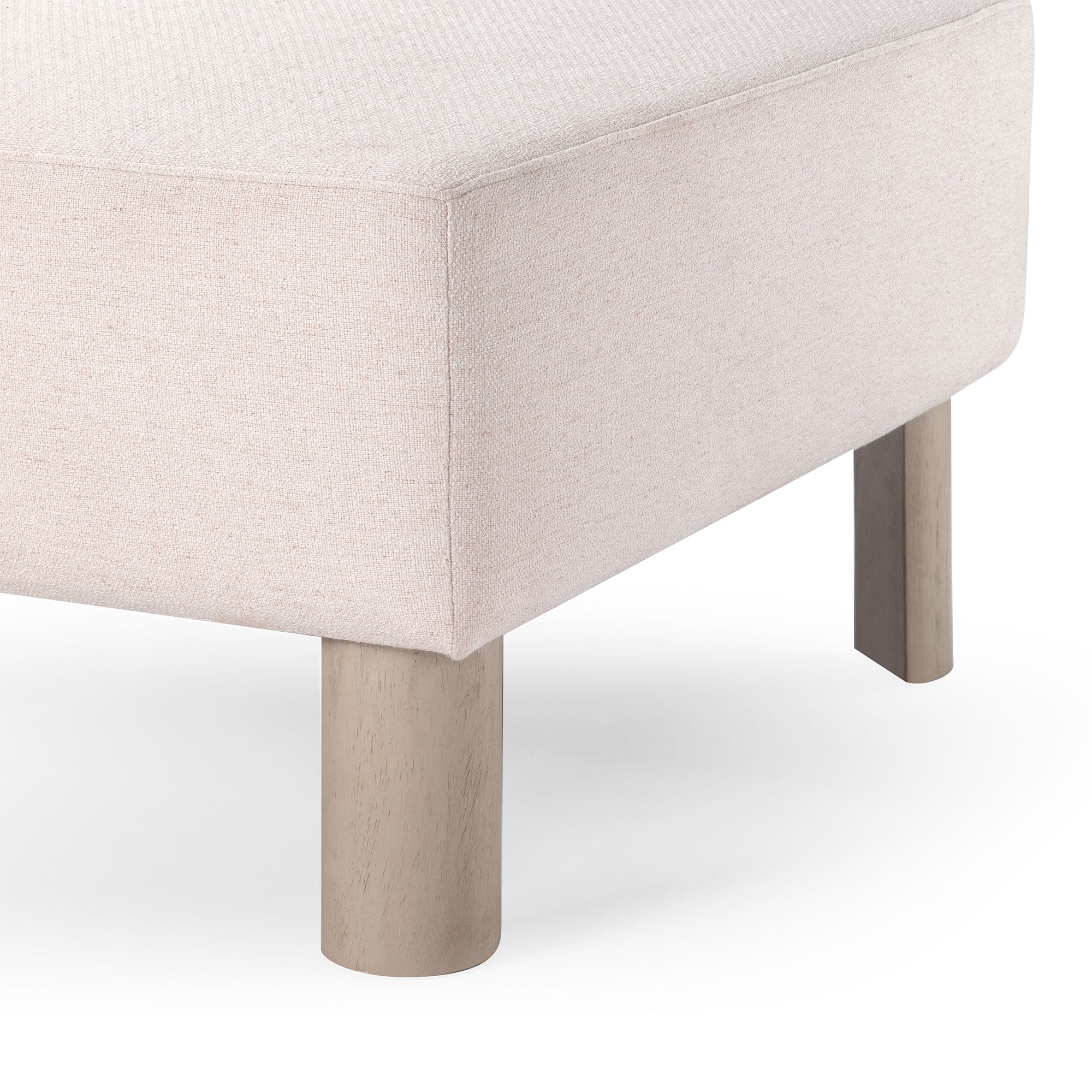 Lena Contemporary Upholstered Ottoman with Refined White Wood Finish in Ottomans & Benches by Maven Lane