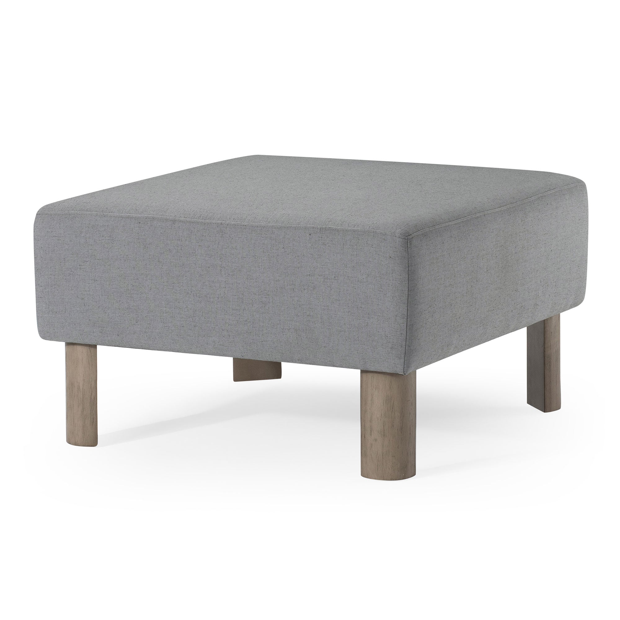 Lena Contemporary Upholstered Ottoman with Refined Grey Wood Finish in Ottomans & Benches by Maven Lane