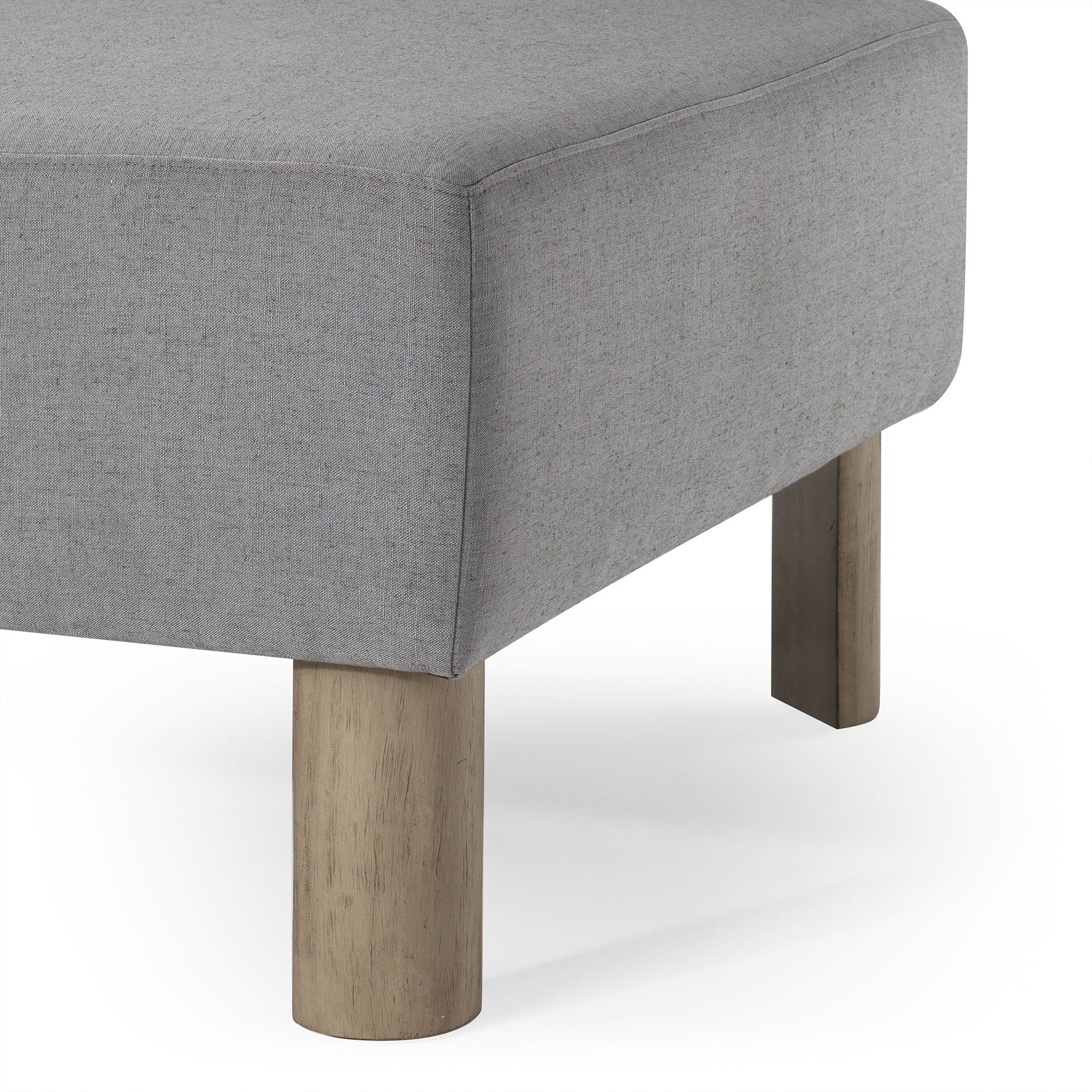 Lena Contemporary Upholstered Ottoman with Refined Grey Wood Finish in Ottomans & Benches by Maven Lane