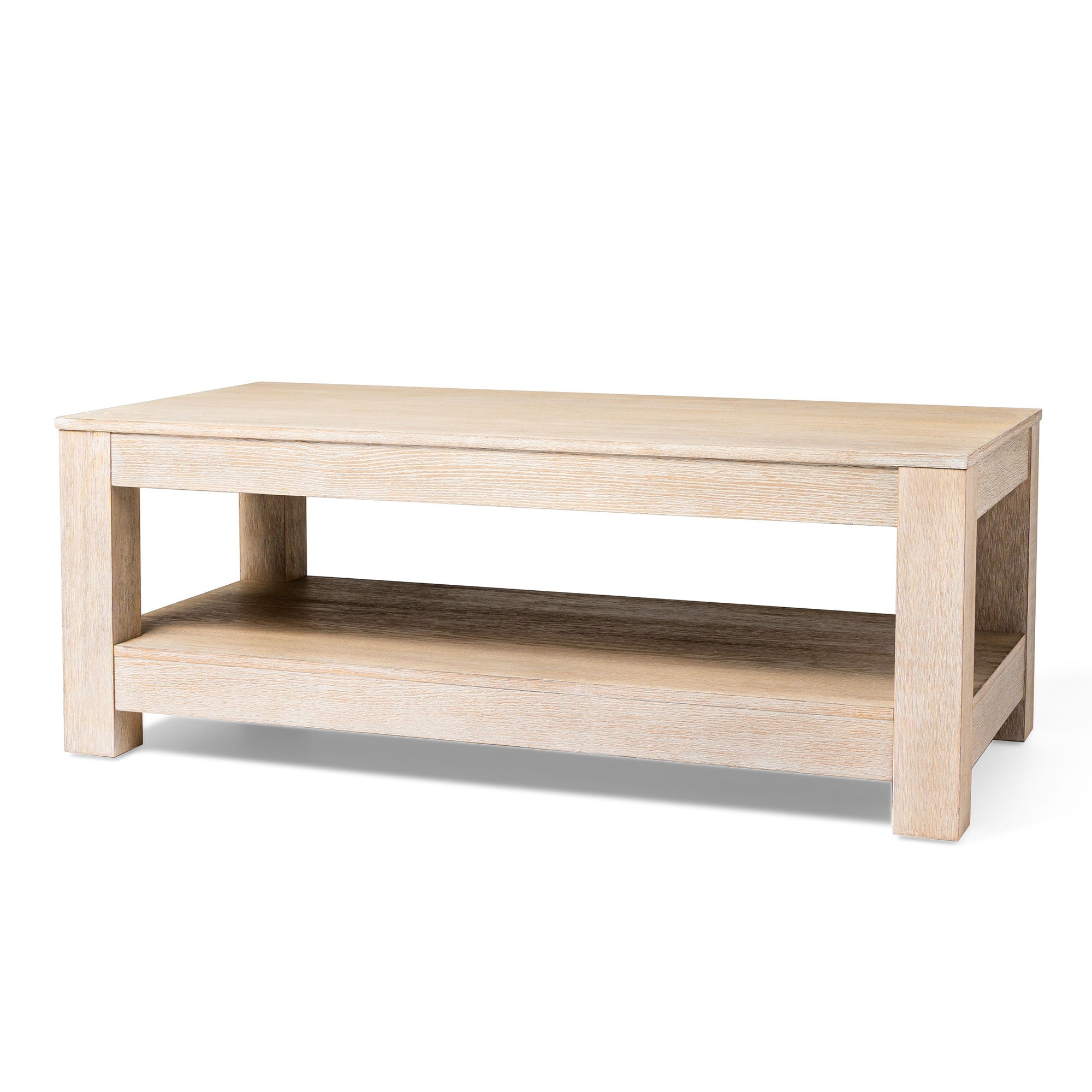 Paulo Wooden Coffee Table in Weathered White Finish in Accent Tables by Maven Lane