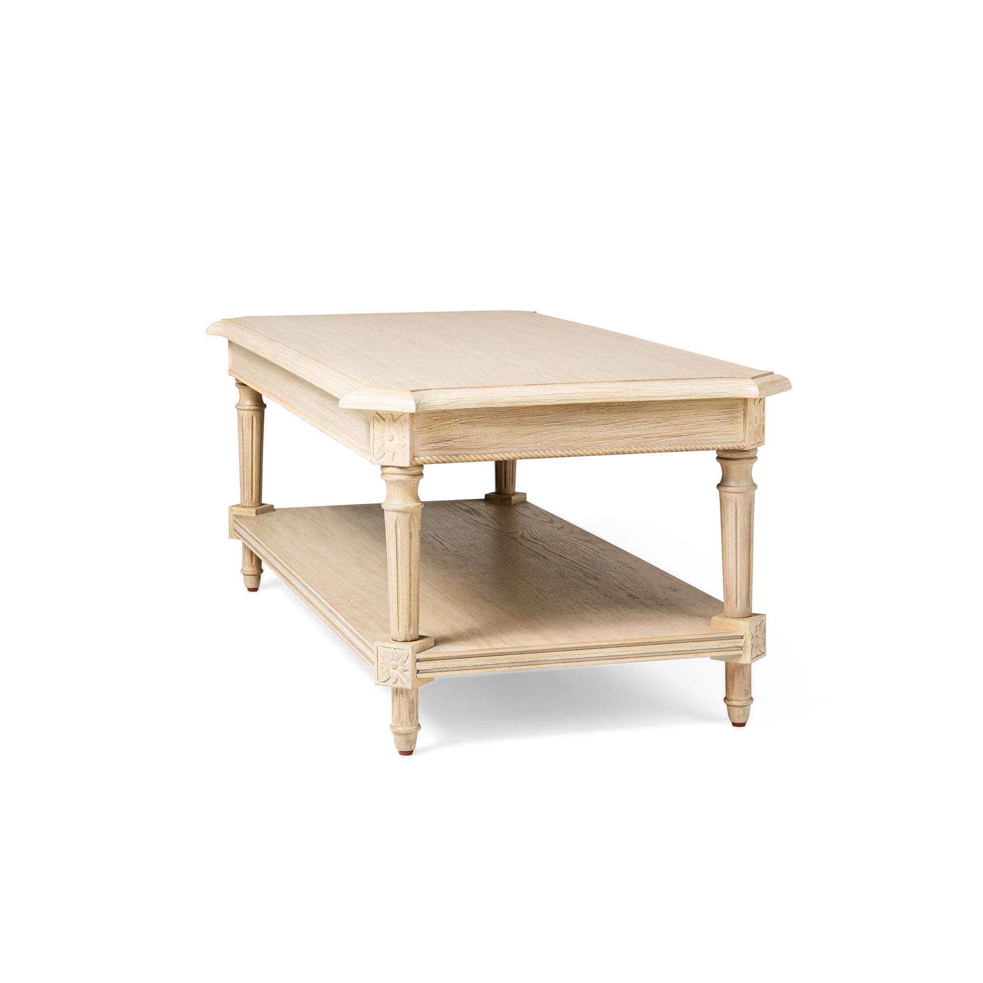 Pullman Traditional Rectangular Wooden Coffee Table in Antiqued White Finish in Accent Tables by Maven Lane