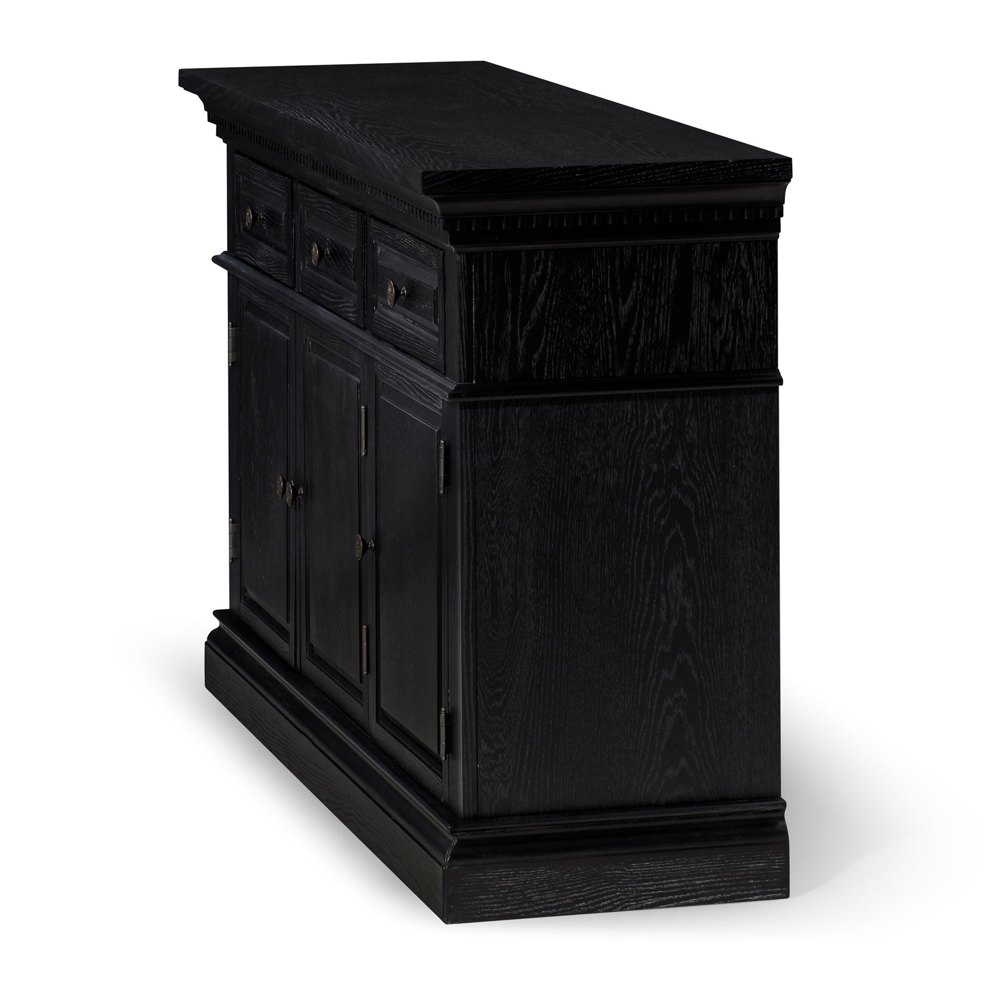 Theo Classical Wooden Sideboard in Antiqued Black Finish in Cabinets by Maven Lane
