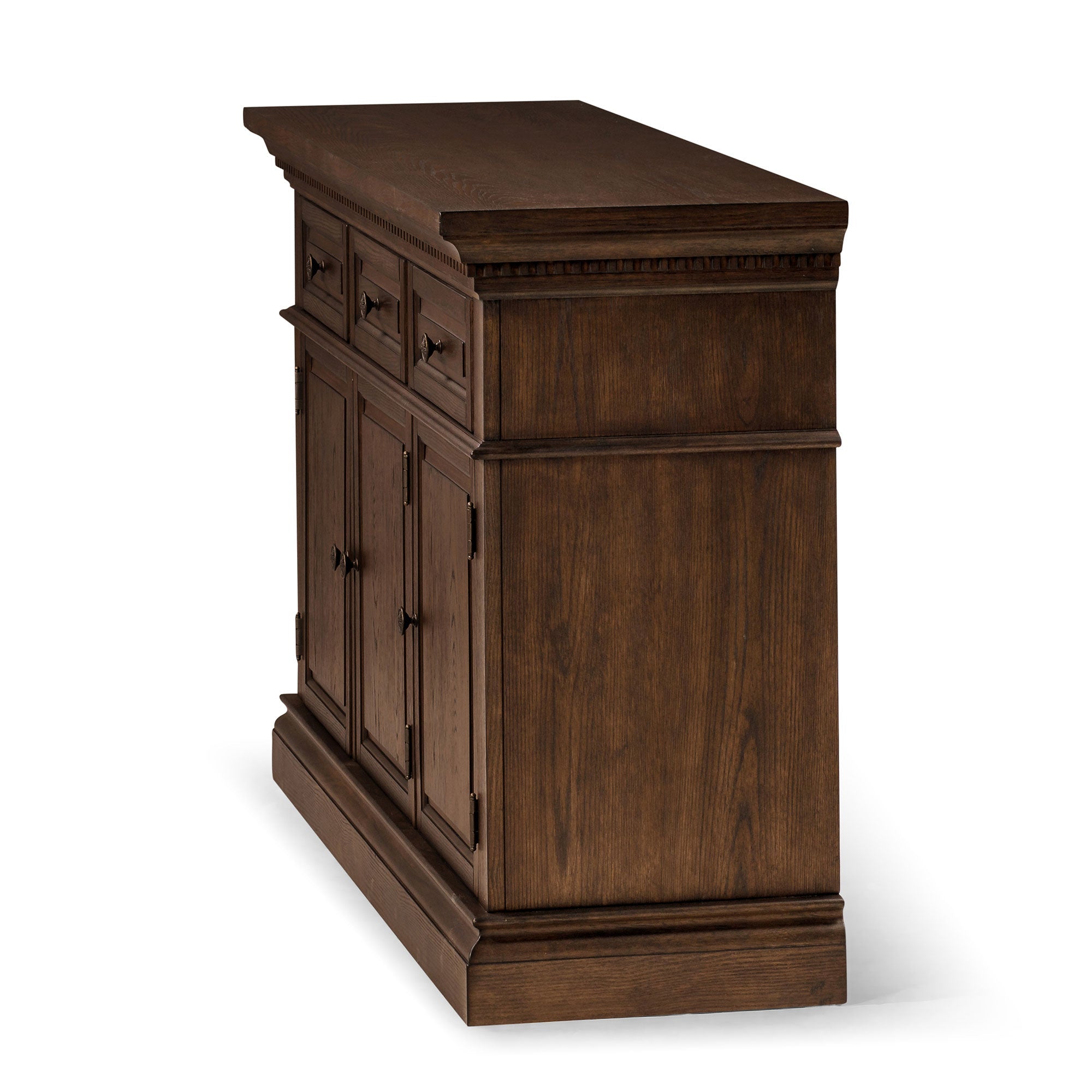 Theo Classical Wooden Sideboard in Antiqued Brown Finish in Cabinets by Maven Lane