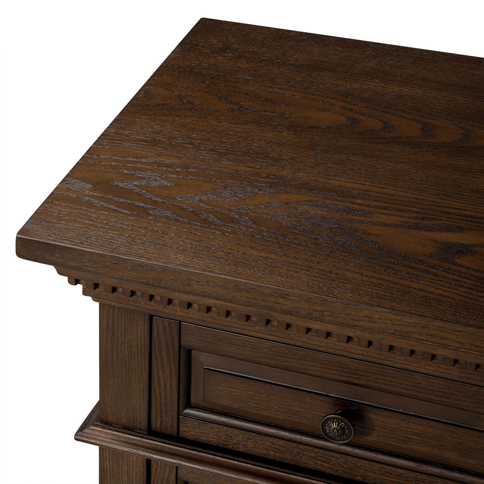 Theo Classical Wooden Sideboard in Antiqued Brown Finish in Cabinets by Maven Lane