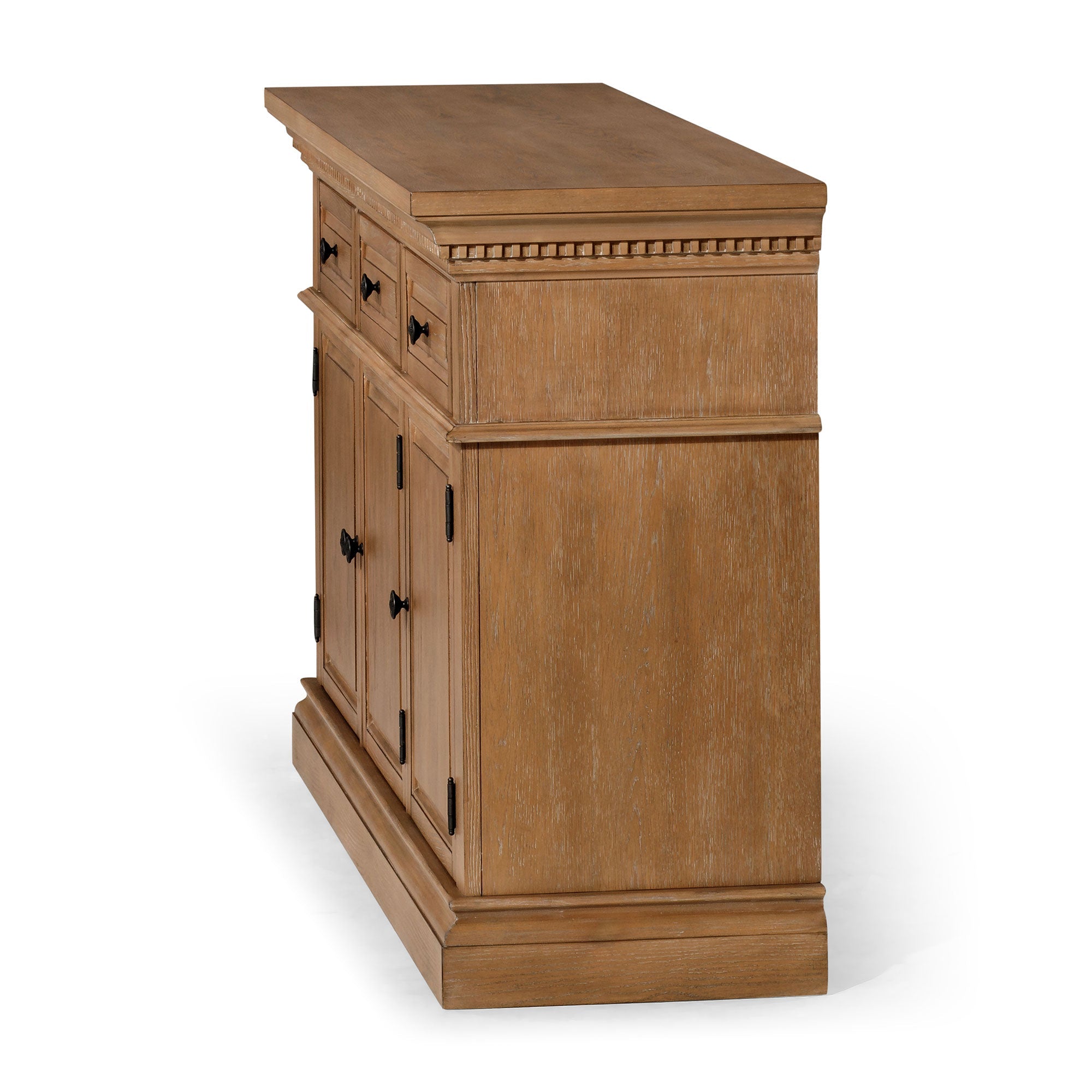 Theo Classical Wooden Sideboard in Antiqued Natural Finish in Cabinets by Maven Lane