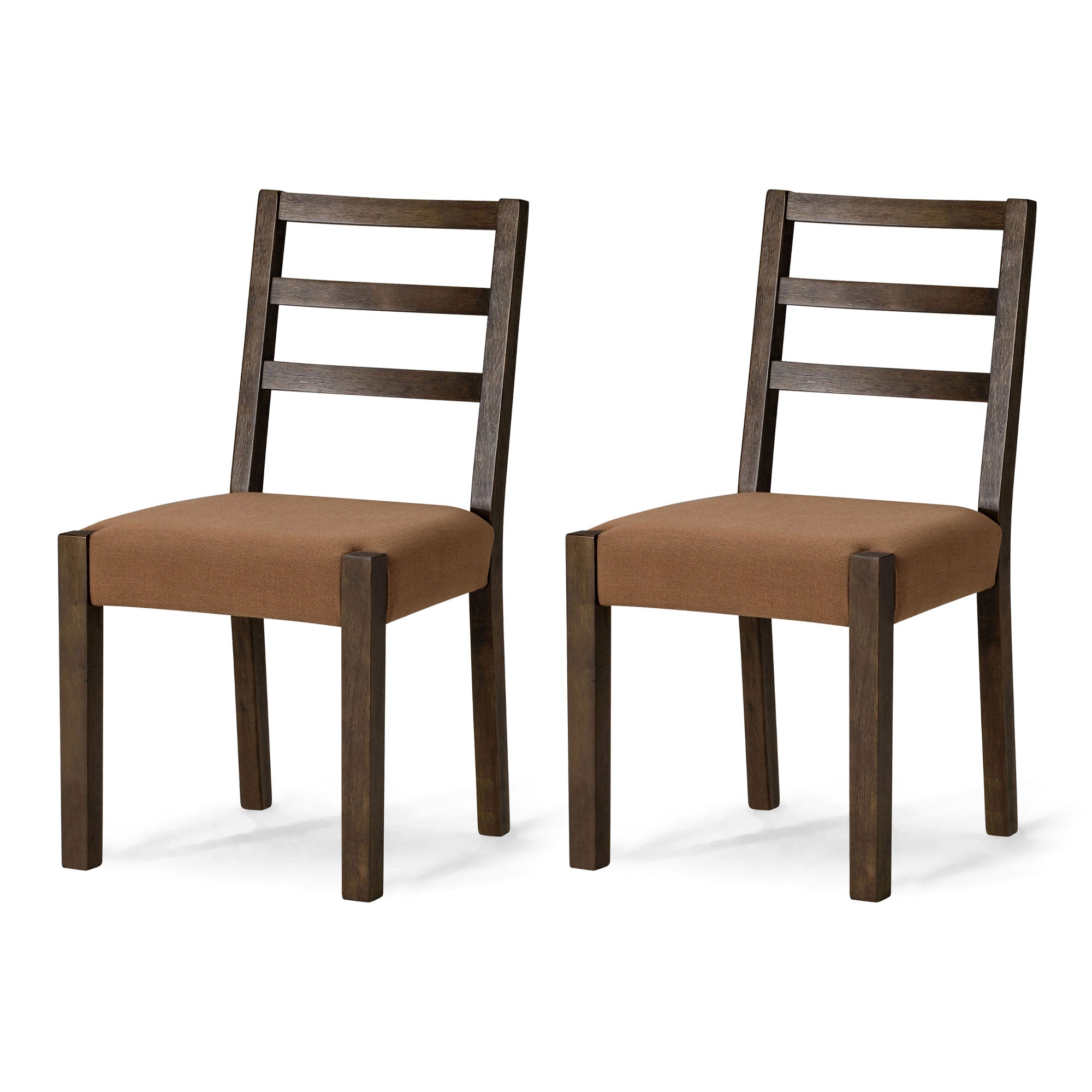 Willow Organic Wooden Dining Chair in Weathered Brown Finish with Clay Canvas Fabric Upholstery, Set of 2 in Dining Furniture by Maven Lane