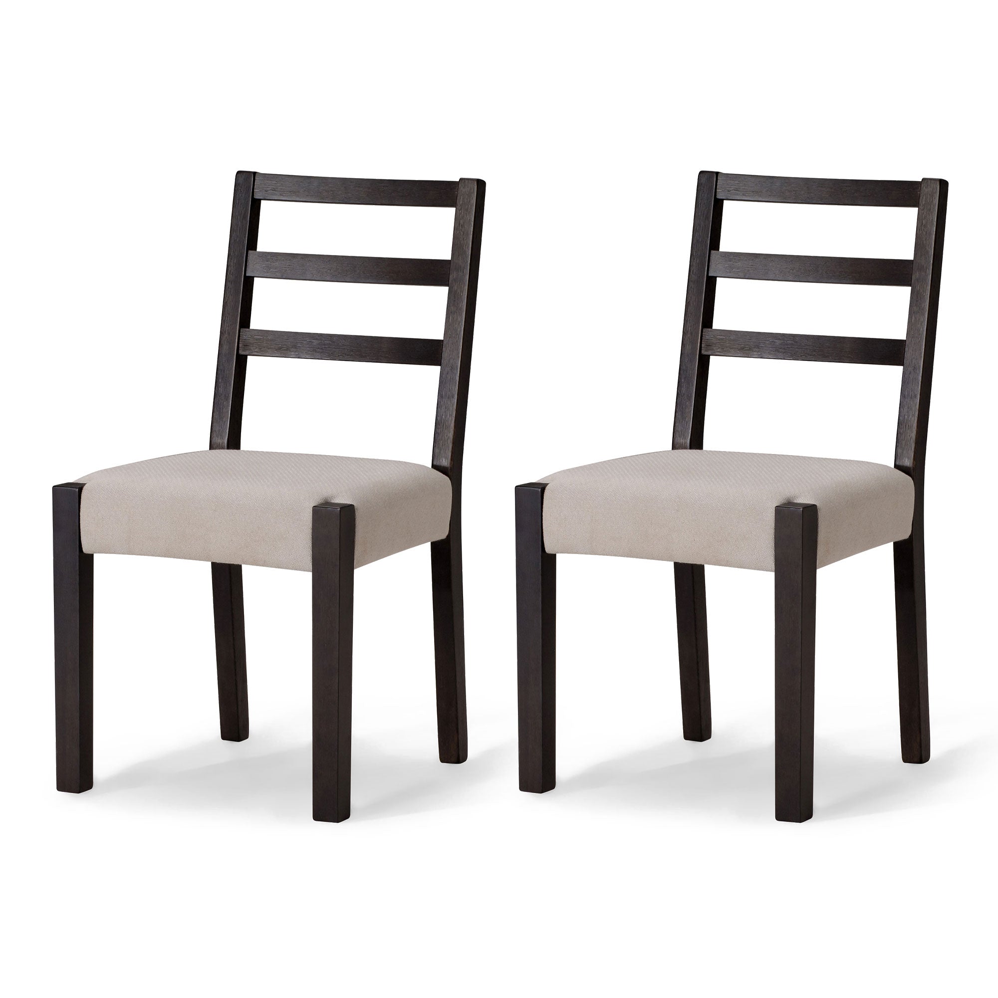 Willow Organic Wooden Dining Chair in Weathered Black Finish with Dove Weave Fabric Upholstery, Set of 2 in Dining Furniture by Maven Lane